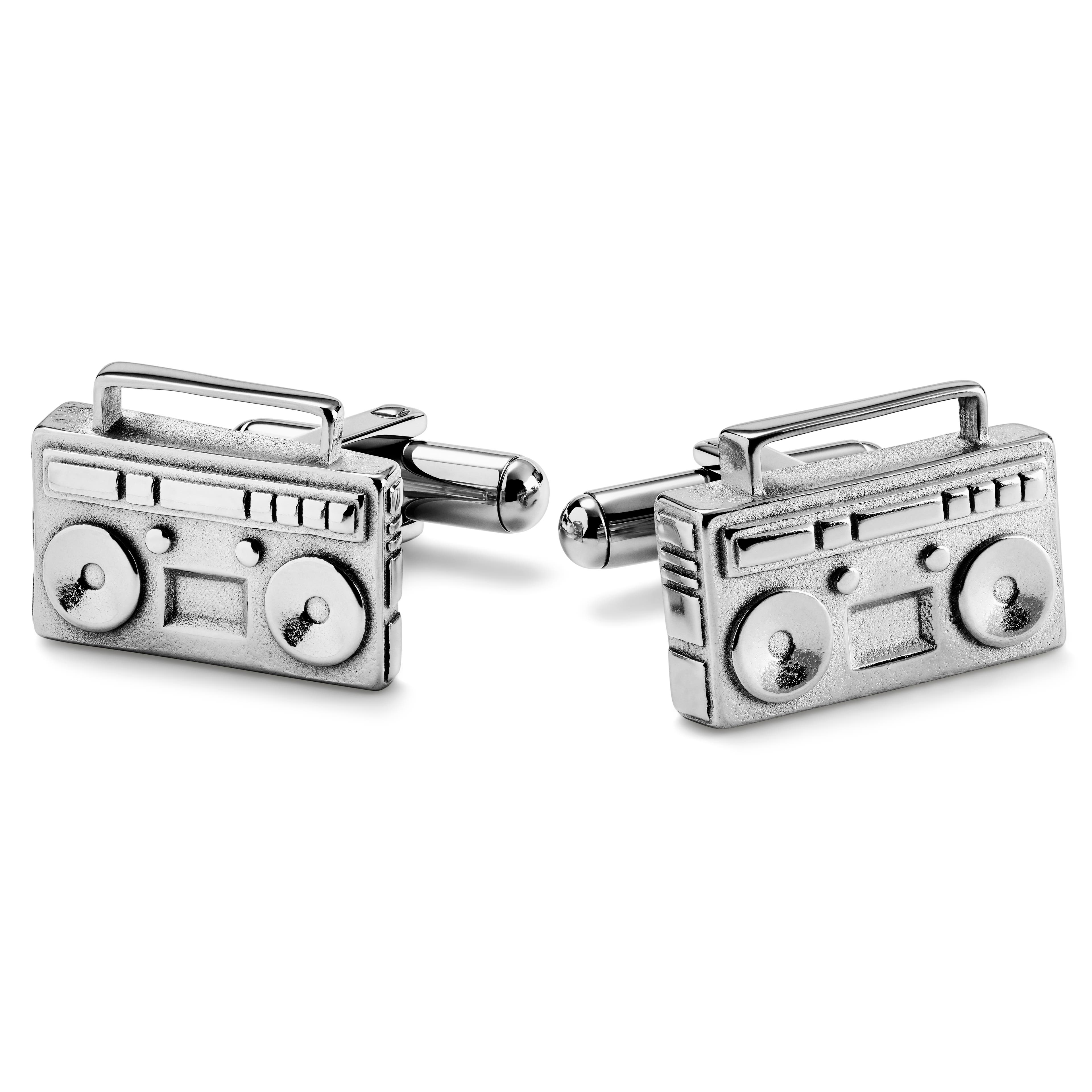 Jaygee | Silver-tone Stainless Steel Radio Cufflinks