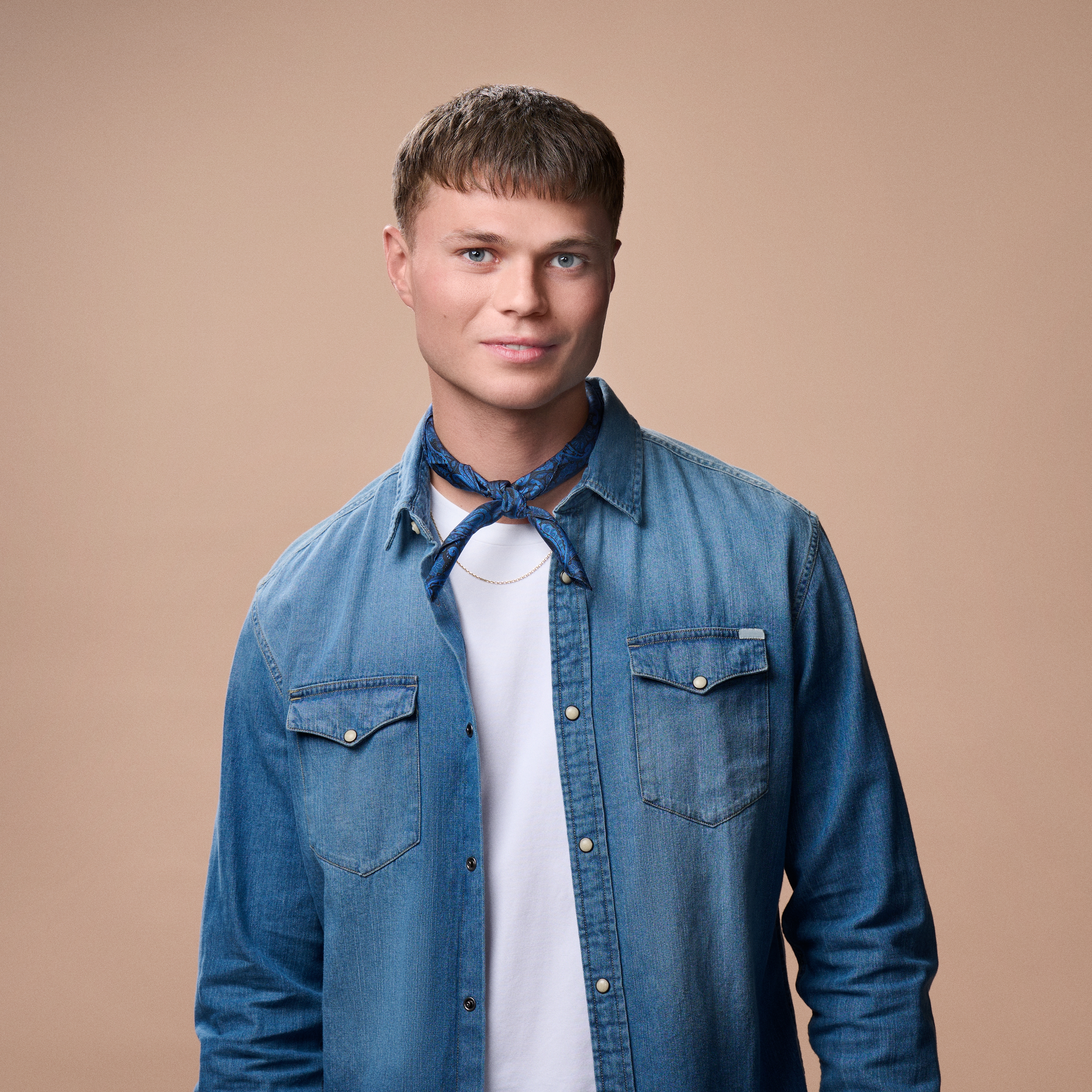 NAVY & LIGHT BLUE PAISLEY Pattern Silk Neckerchief - 3