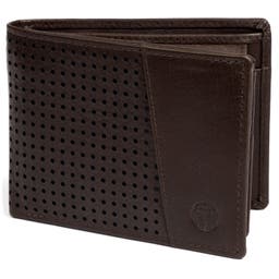 Perforated Dark Brown Montreal Leather RFID Wallet