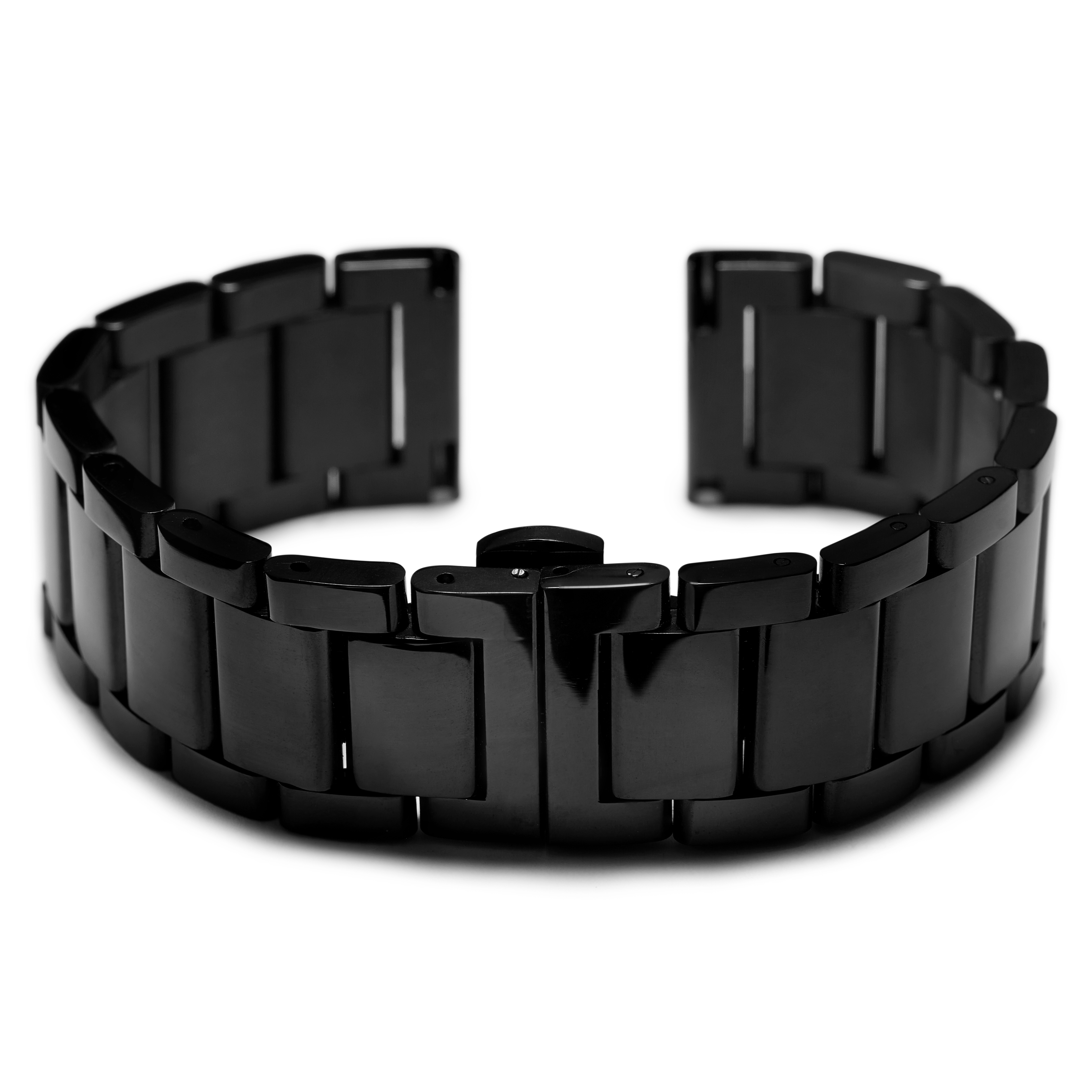 Czarna 18 mm bransoleta do zegarka ze stali nierdzewnej – szybka w wymianie - 2