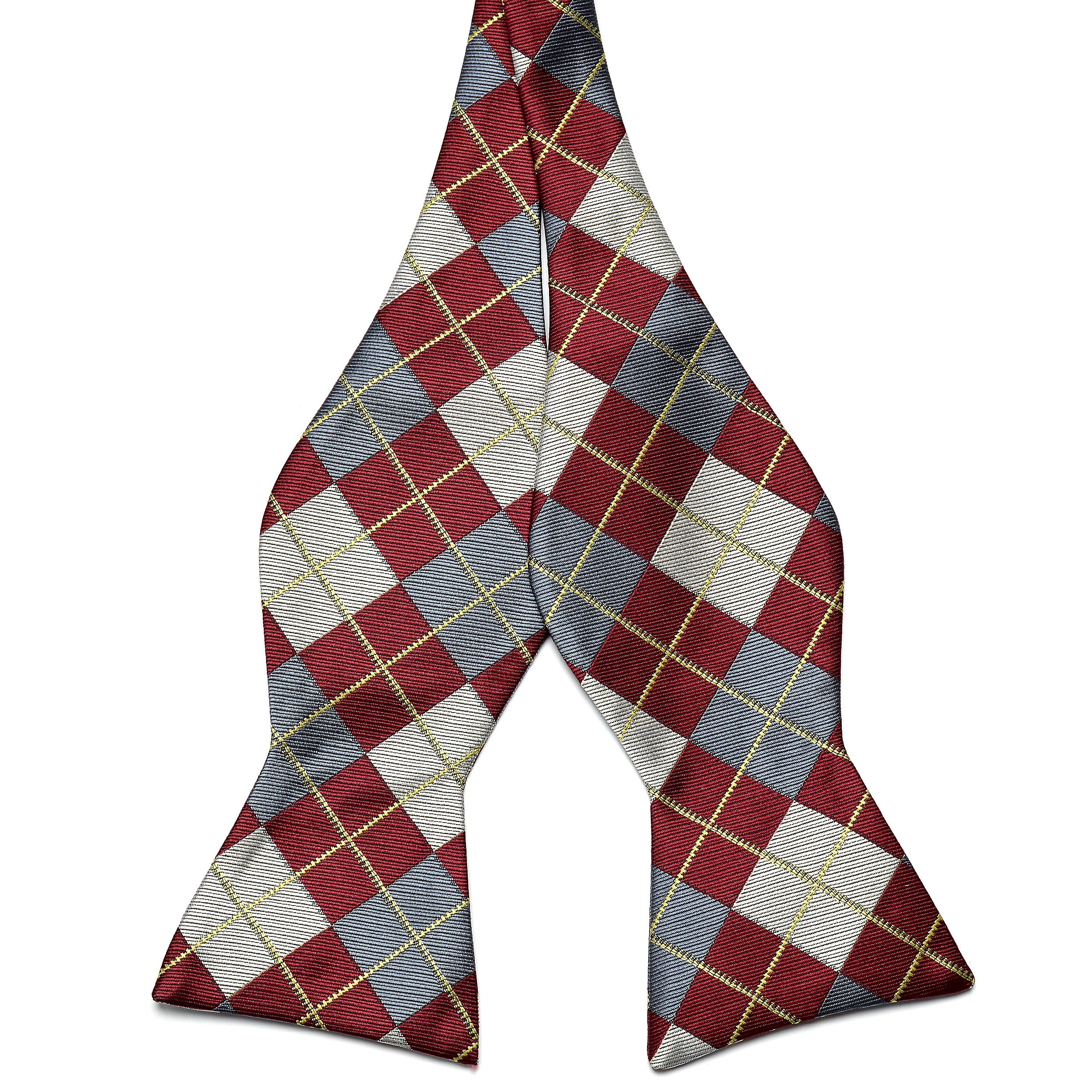 Plaid Silk Self-Tie Bow Tie - 1