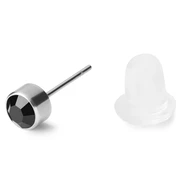 3MM Rund Sølvfarget & Sort Kubisk Zirkon Ørering 3MM Rund Sølvfarget & Sort Kubisk Zirkon Ørering