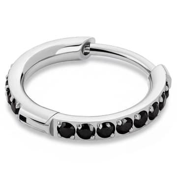 Aura | Pendiente de aro de titanio con circonita color negro de 10 mm Aura | Pendiente de aro de titanio con circonita color negro de 10 mm