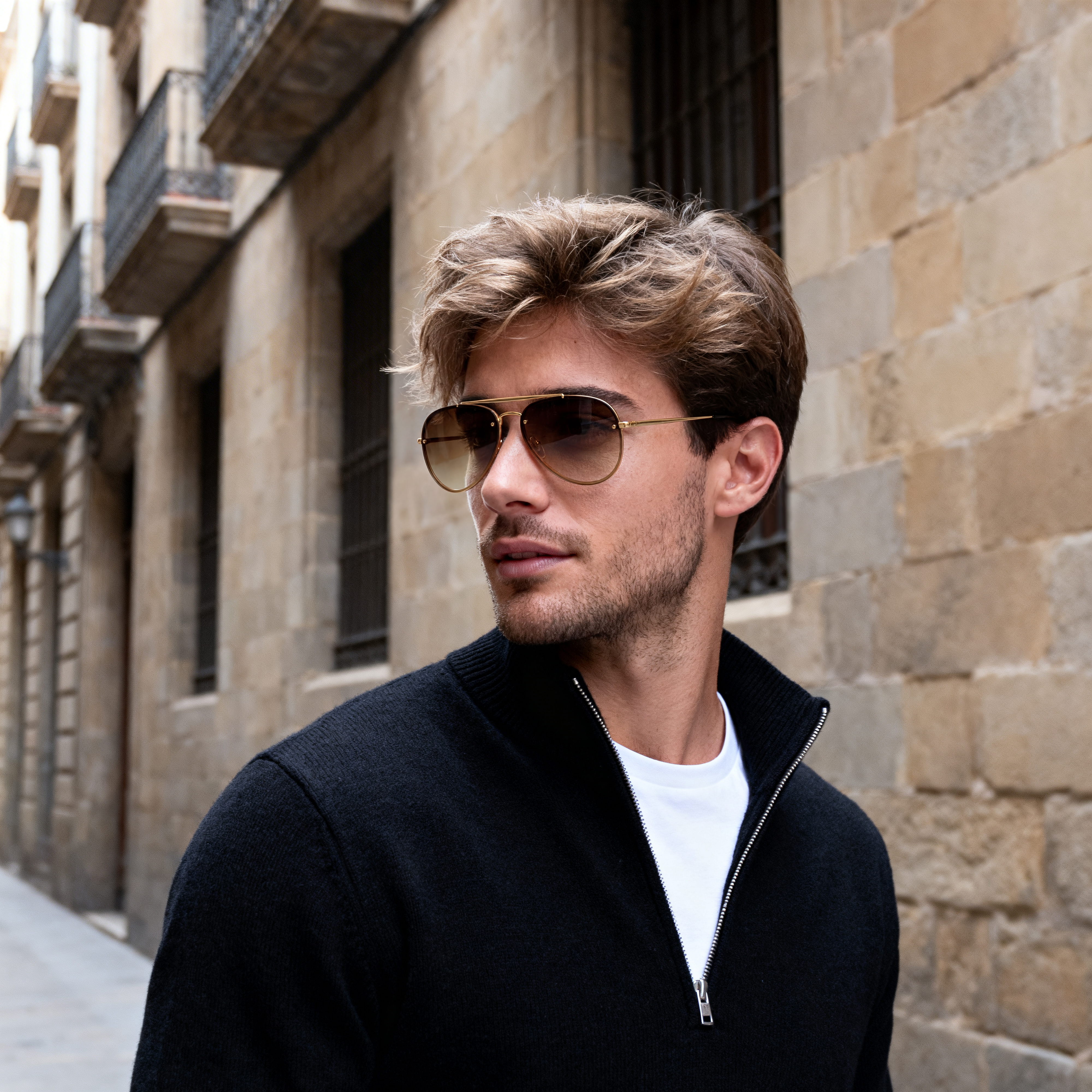 Occasus | Gold-tone and Brown Gradient Aviator Sunglasses - 3