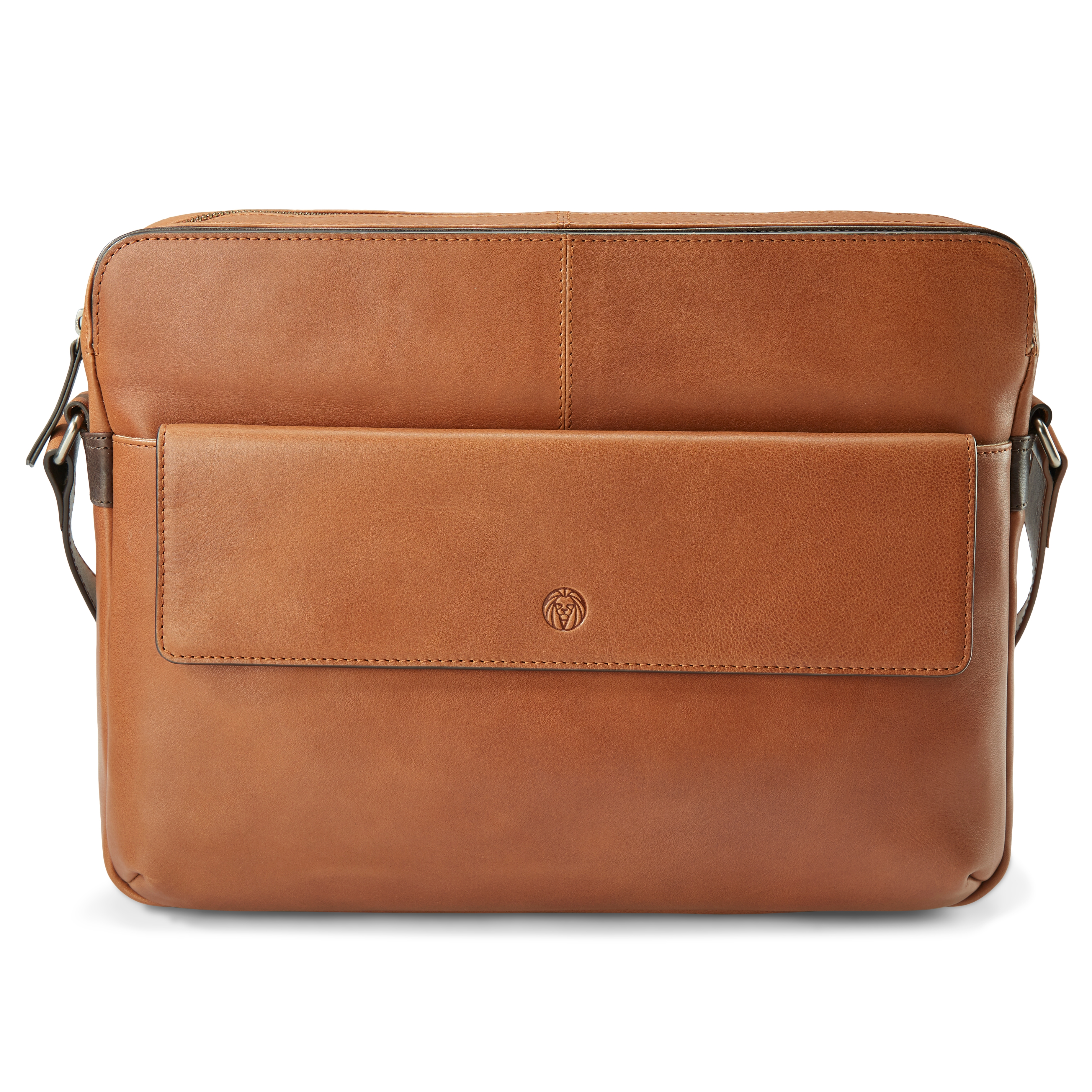 Lavi Hellbraune & Dunkelbraune Leder Messenger Tasche - 2