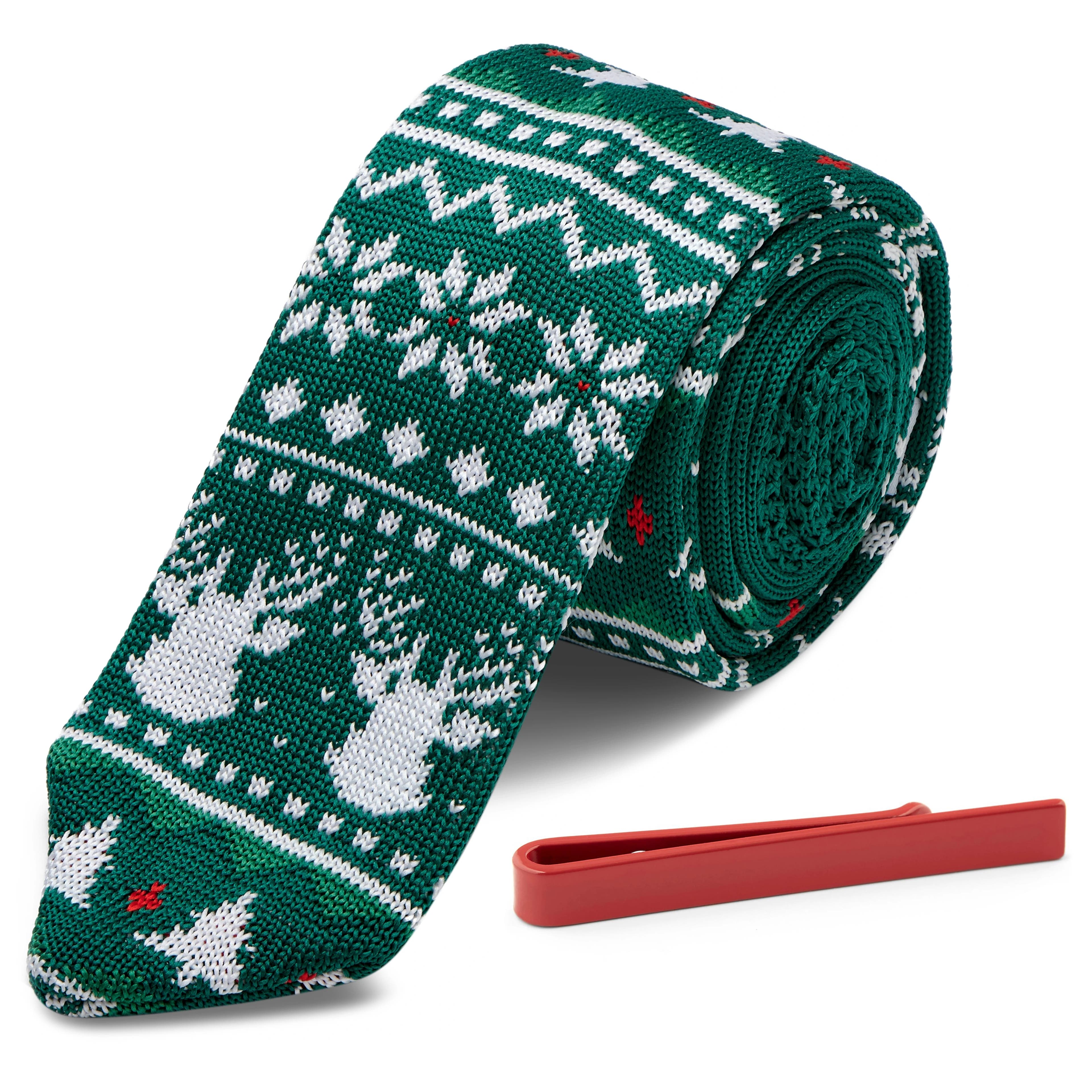 Christmas-themed Necktie and Tie Bar Set Christmas-themed Necktie and Tie Bar Set