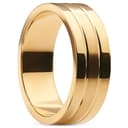 Ferrum | 8 mm flacher, goldfarbener Ring aus poliertem und gebürstetem Edelstahl mit zwei Rillen Ferrum | 8 mm flacher, goldfarbener Ring aus poliertem und gebürstetem Edelstahl mit zwei Rillen