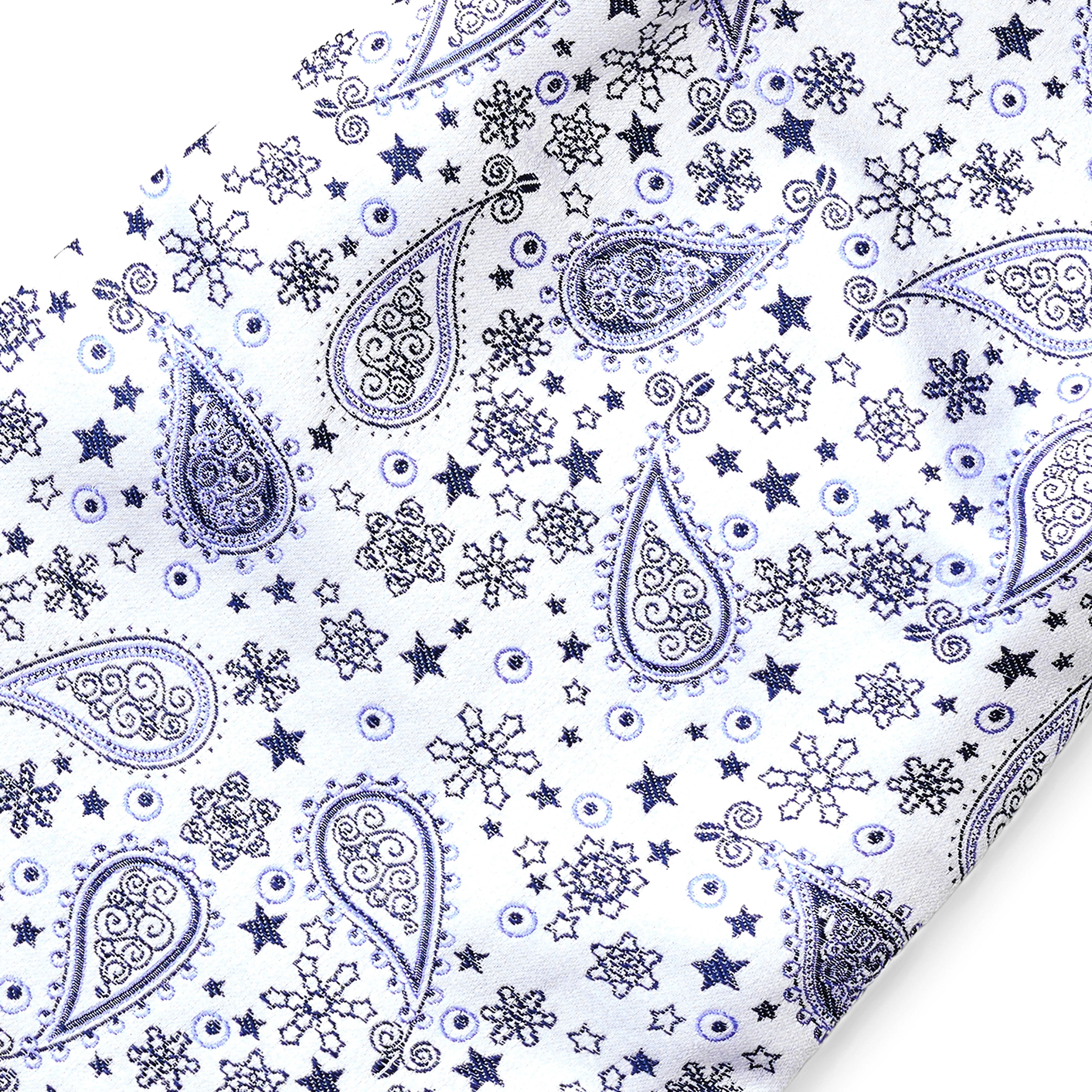 Копринено фишу с бели и сини пейсли мотиви - 5