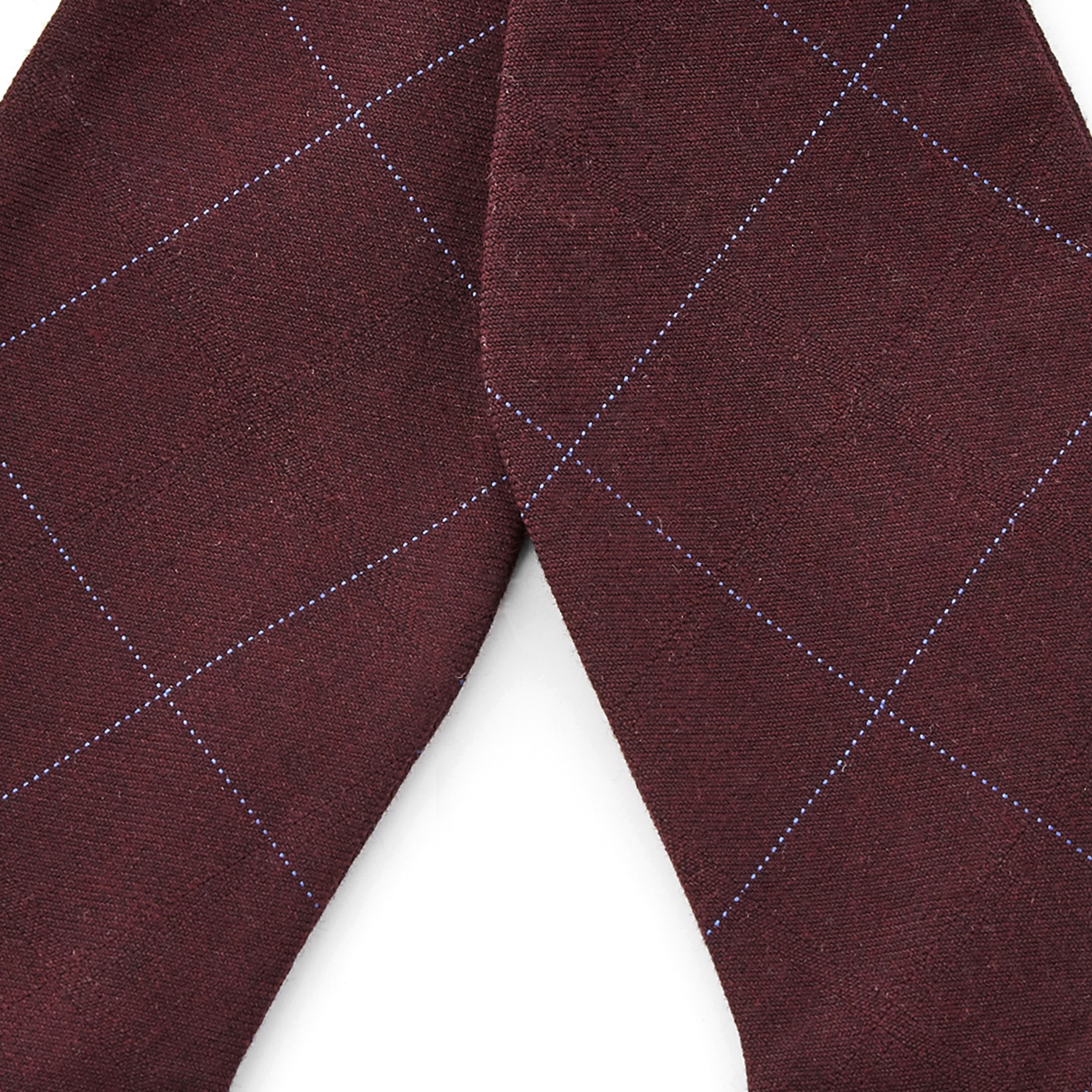Burgundy Chequered Cotton Self-Tie Bow Tie - 2
