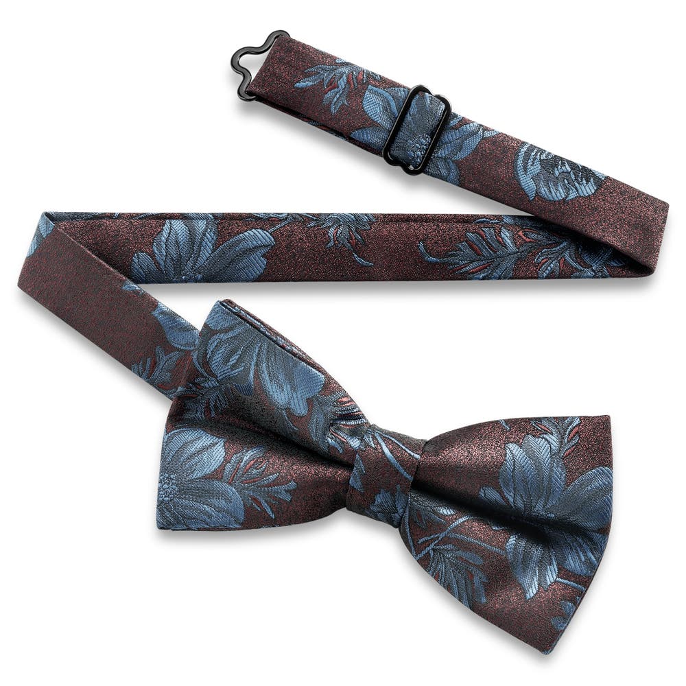 hover: Dianthus | Burnt Red and Blue Flower Pre-Tied Bow Tie hover: Dianthus | Burnt Red and Blue Flower Pre-Tied Bow Tie