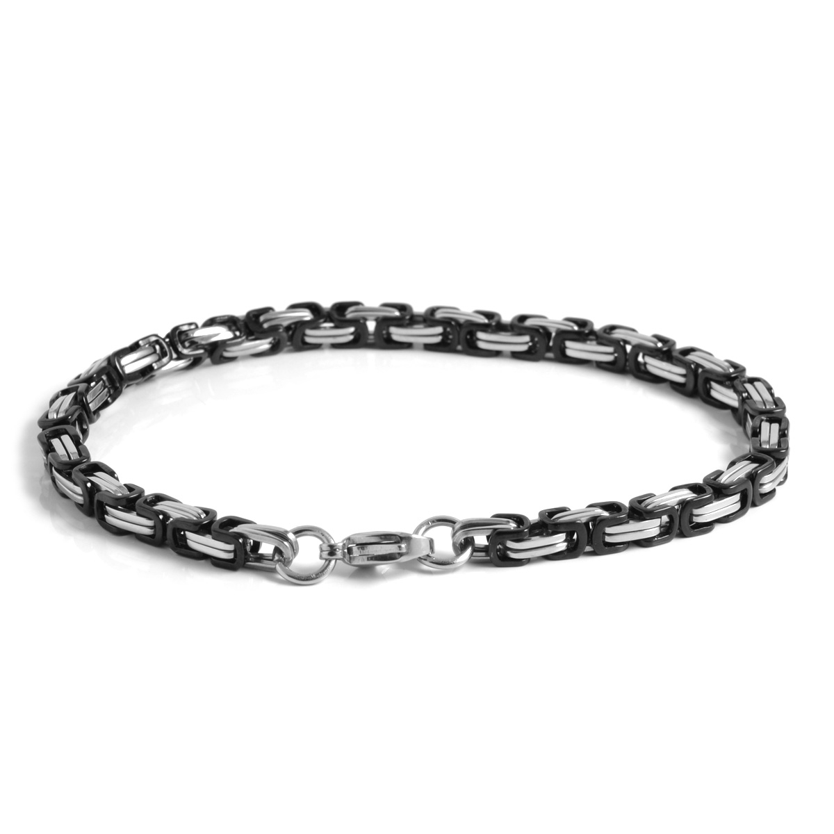 Czarno-srebrna pojedyncza bransoletka ze stali - 2