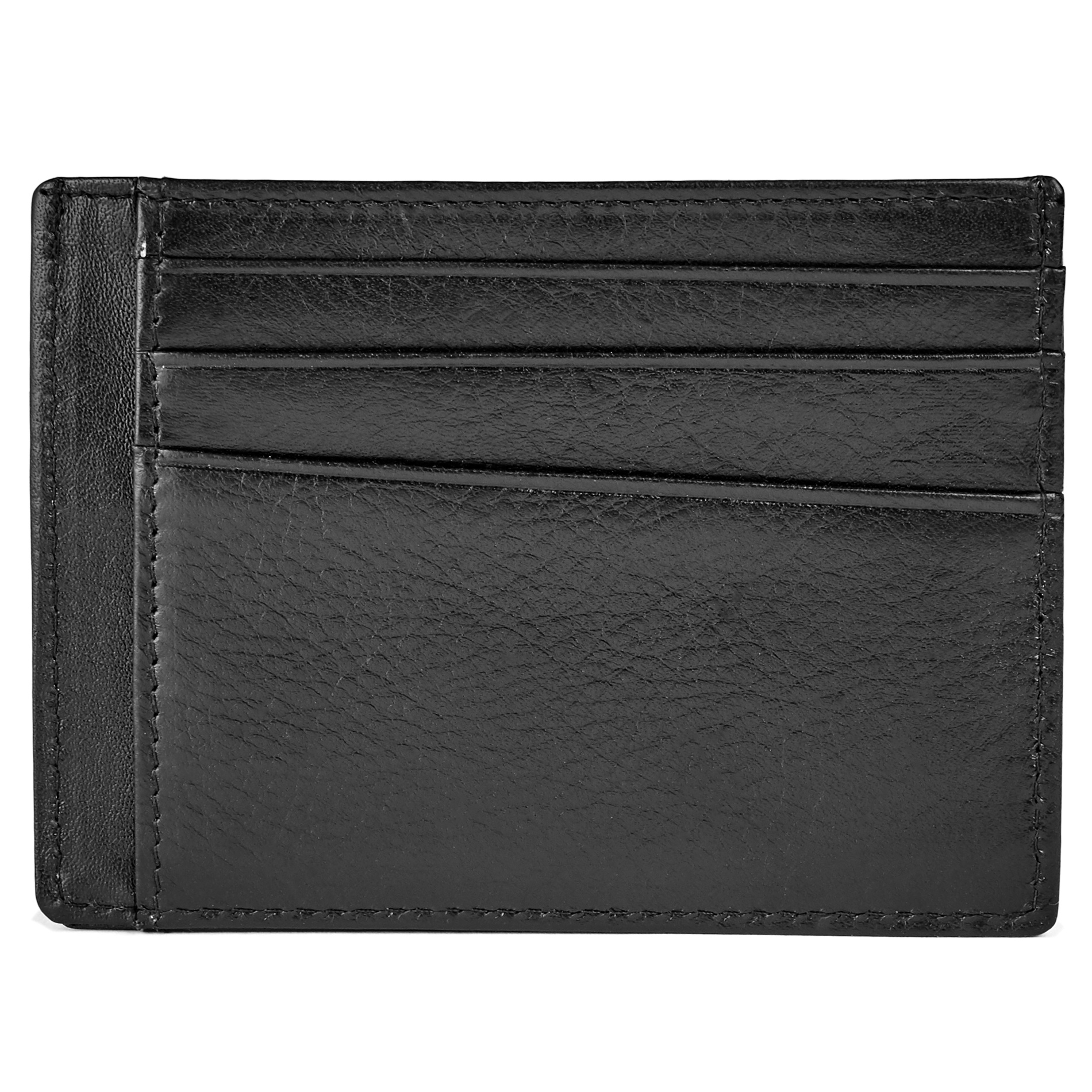 Compact Black Leather Card Holder - 2