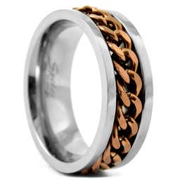 Silver-Tone Titanium Rust Chain Ring