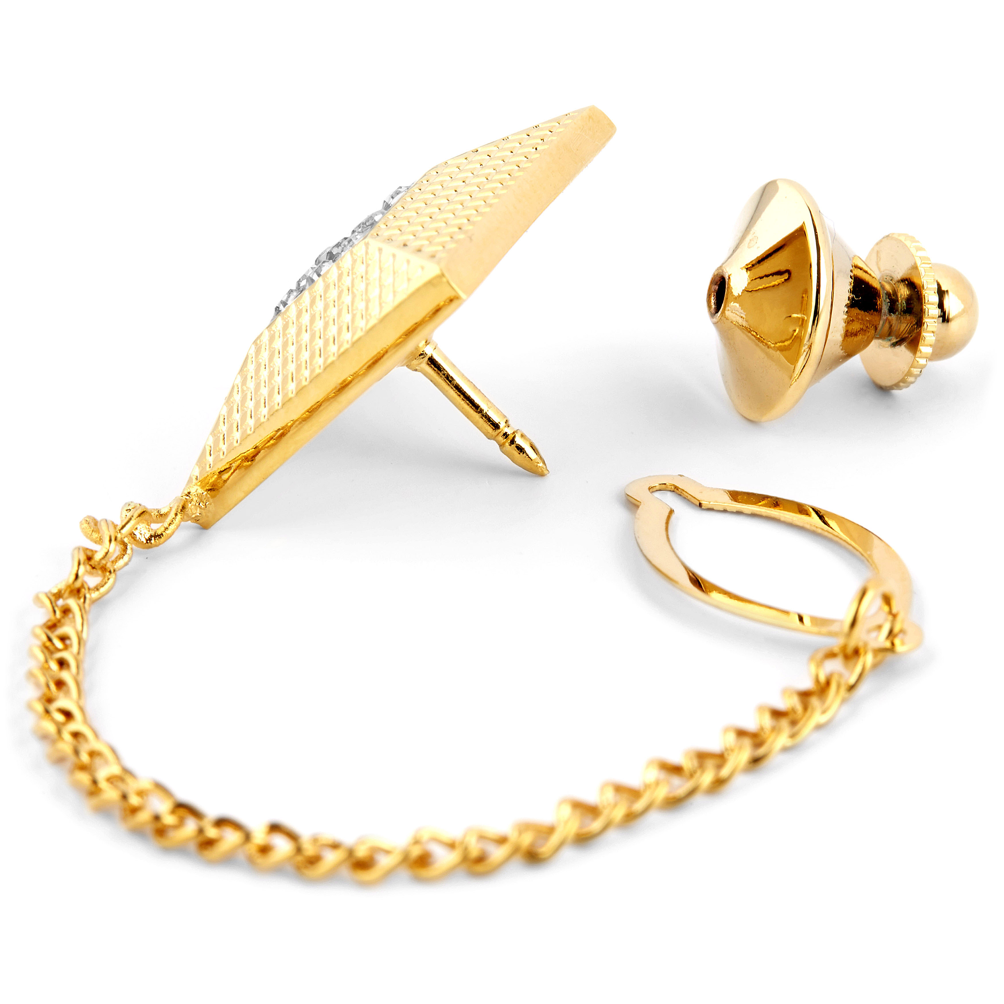 Gold-Tone & Faux Diamond Lapel Pin - 3