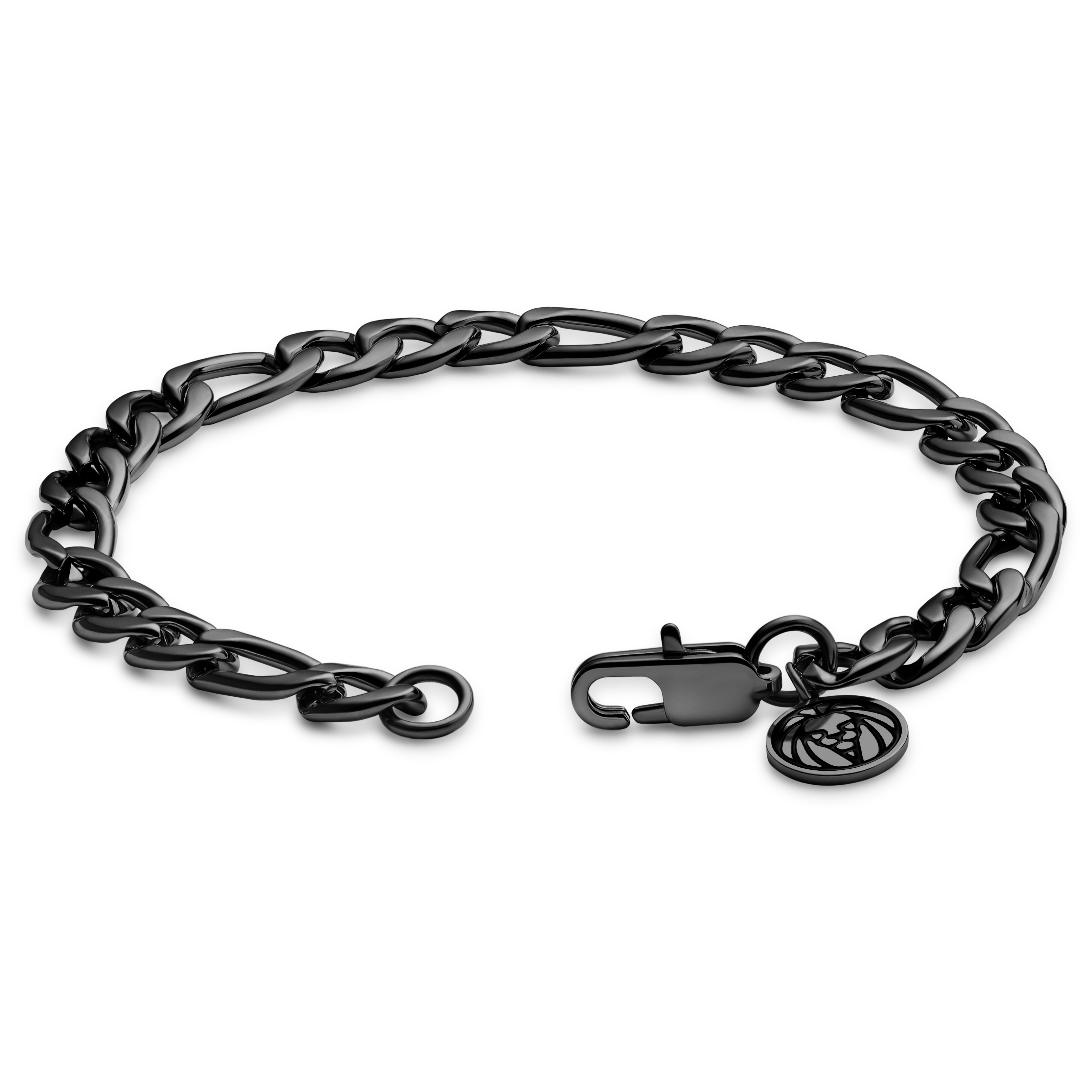 Essentials | Bracciale a catena Figaro da 8 mm nero canna di fucile - 3