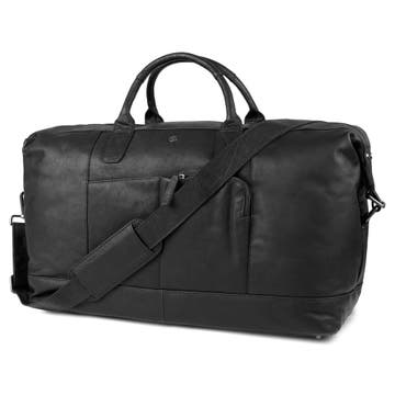 Oxford Classic Schwarze Leder Duffle Bag Reisetasche