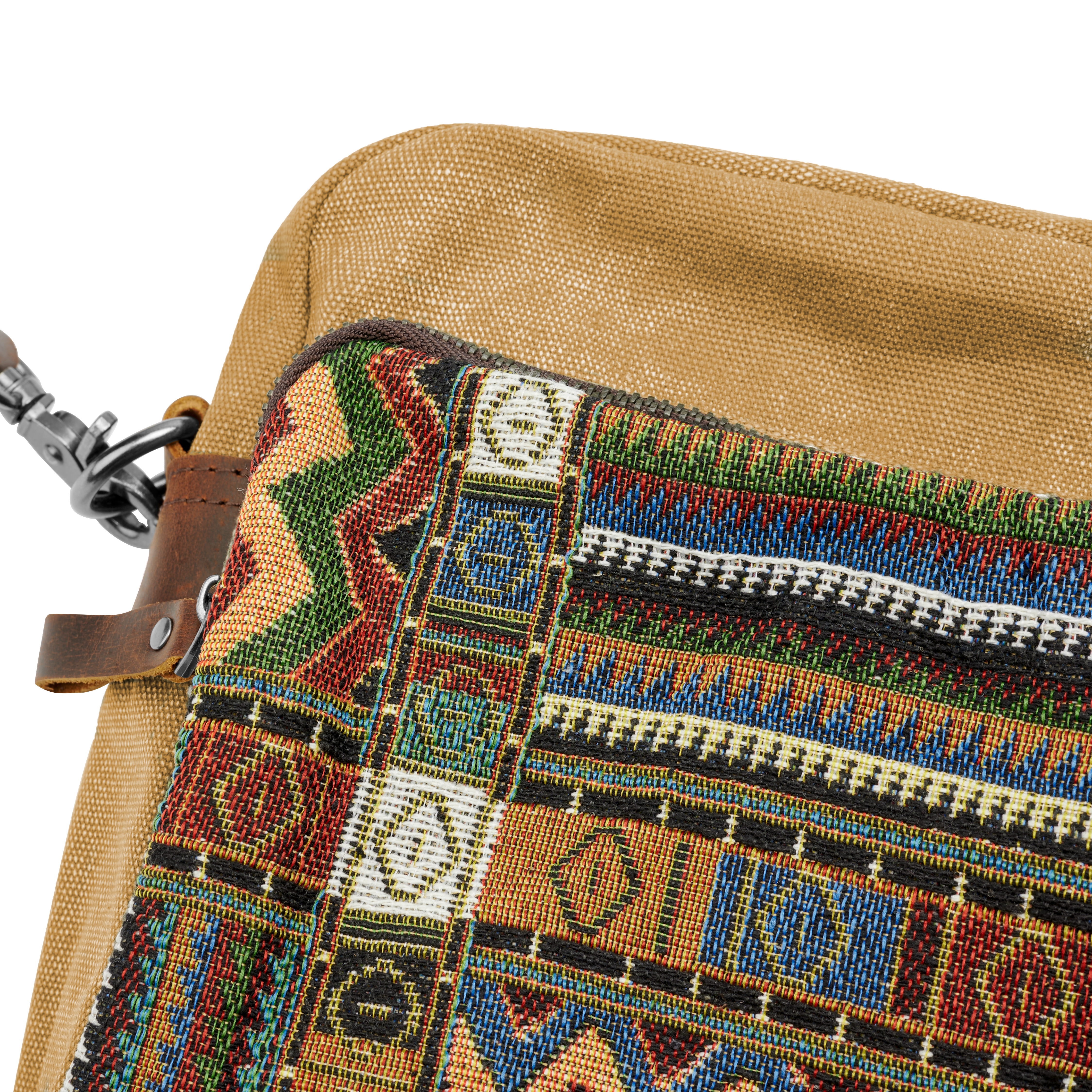 Retro brūna auduma un ādas plecu soma Bohemian - 13