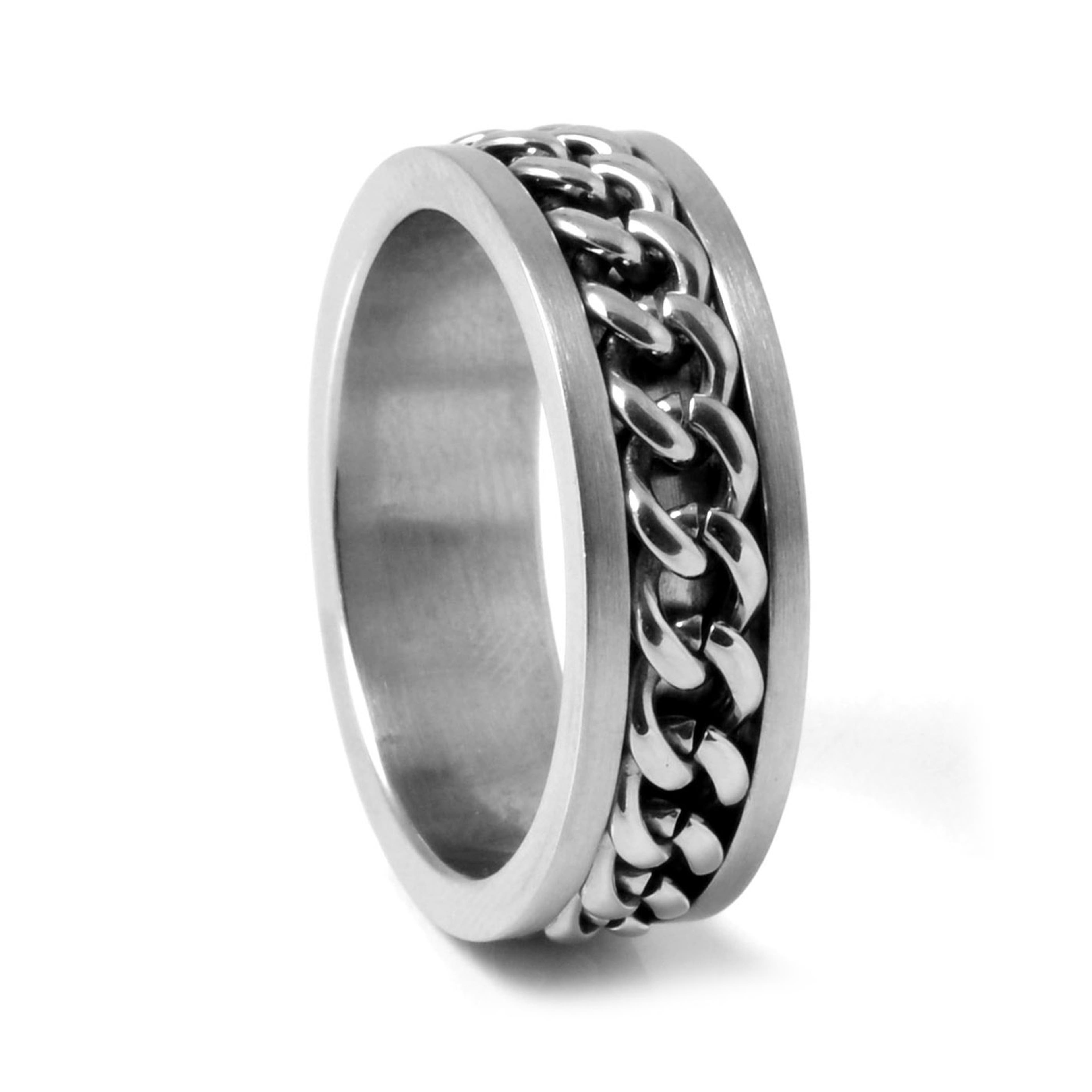Sentio, Silver-Tone Stainless Steel Curb Chain Ring, In stock!