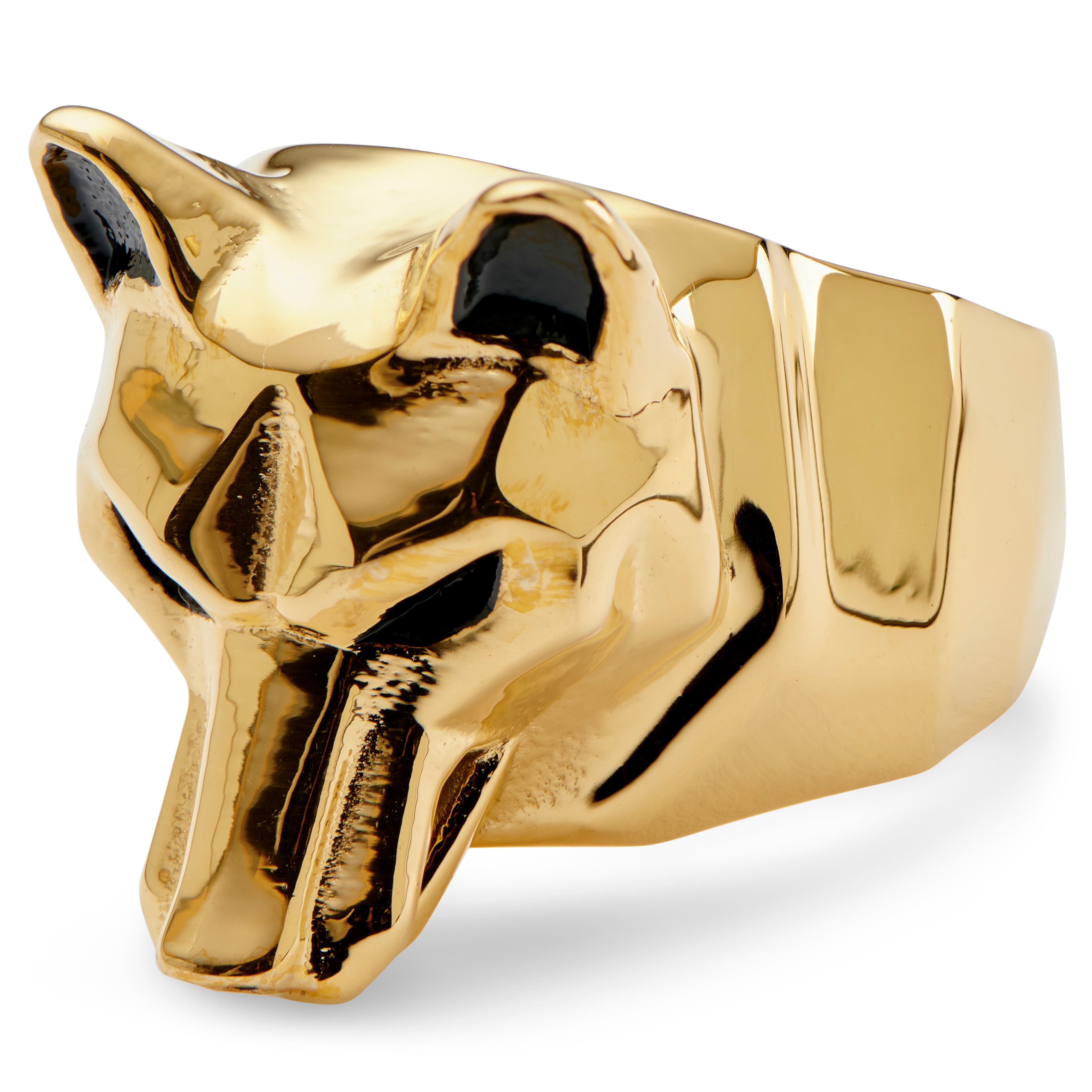 Prsteň v tvare vlka v zlatej farbe Mack