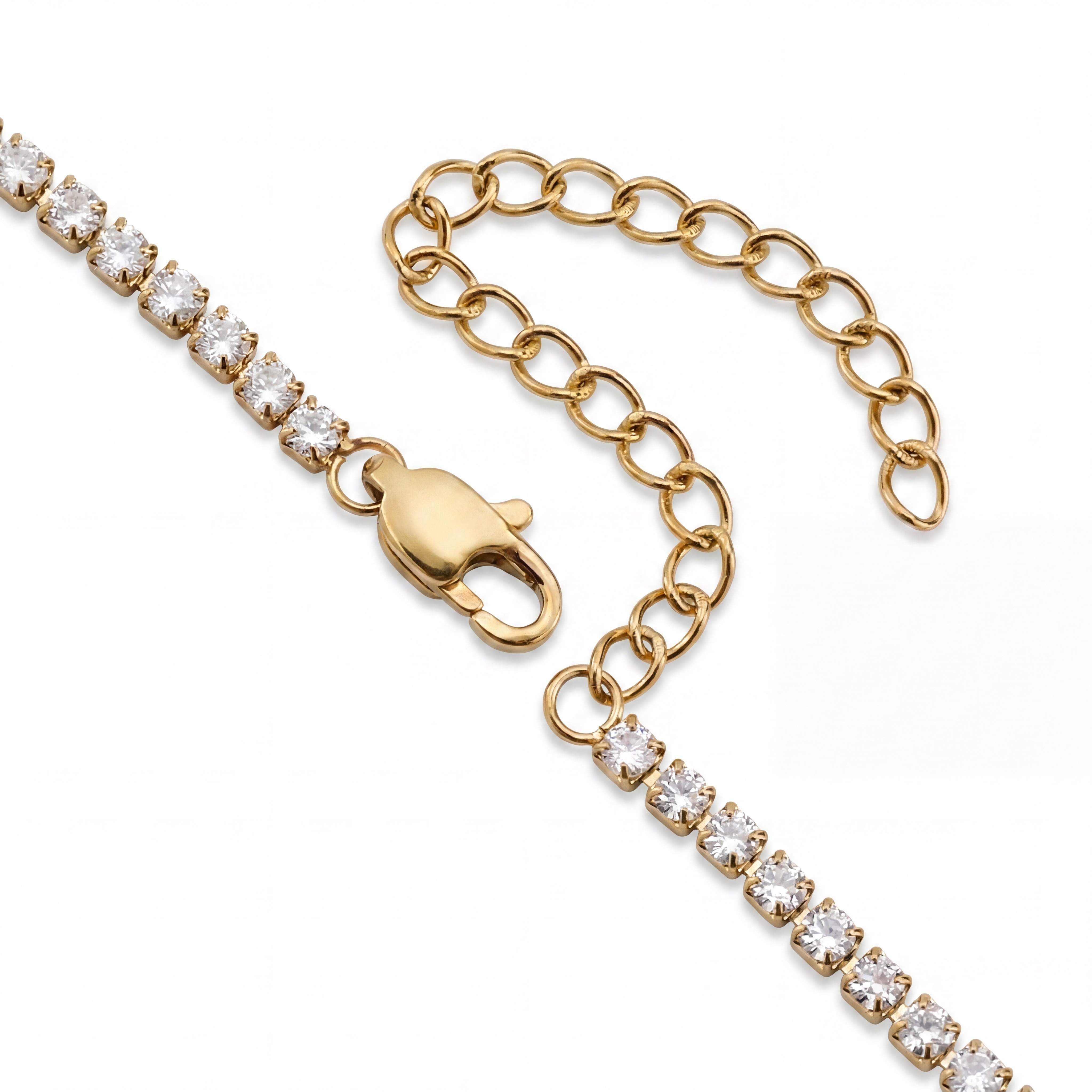 Dazzle | 3 mm 14K επιχρυσωμένο βραχιόλι τένις με κρυστάλλινη ζιρκόνια - 2