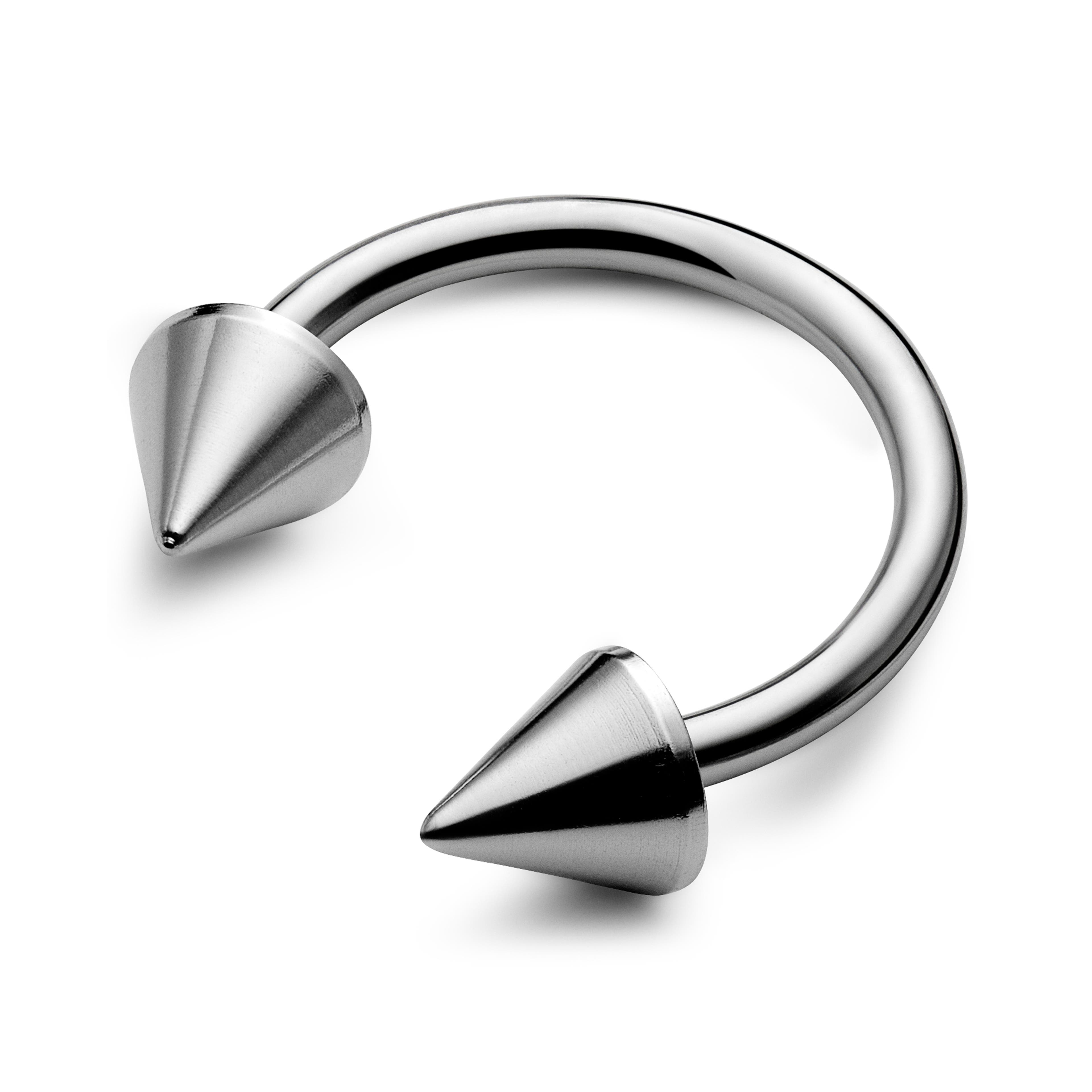 Circular barbell de titanio plateado con pinchos de 8 mm