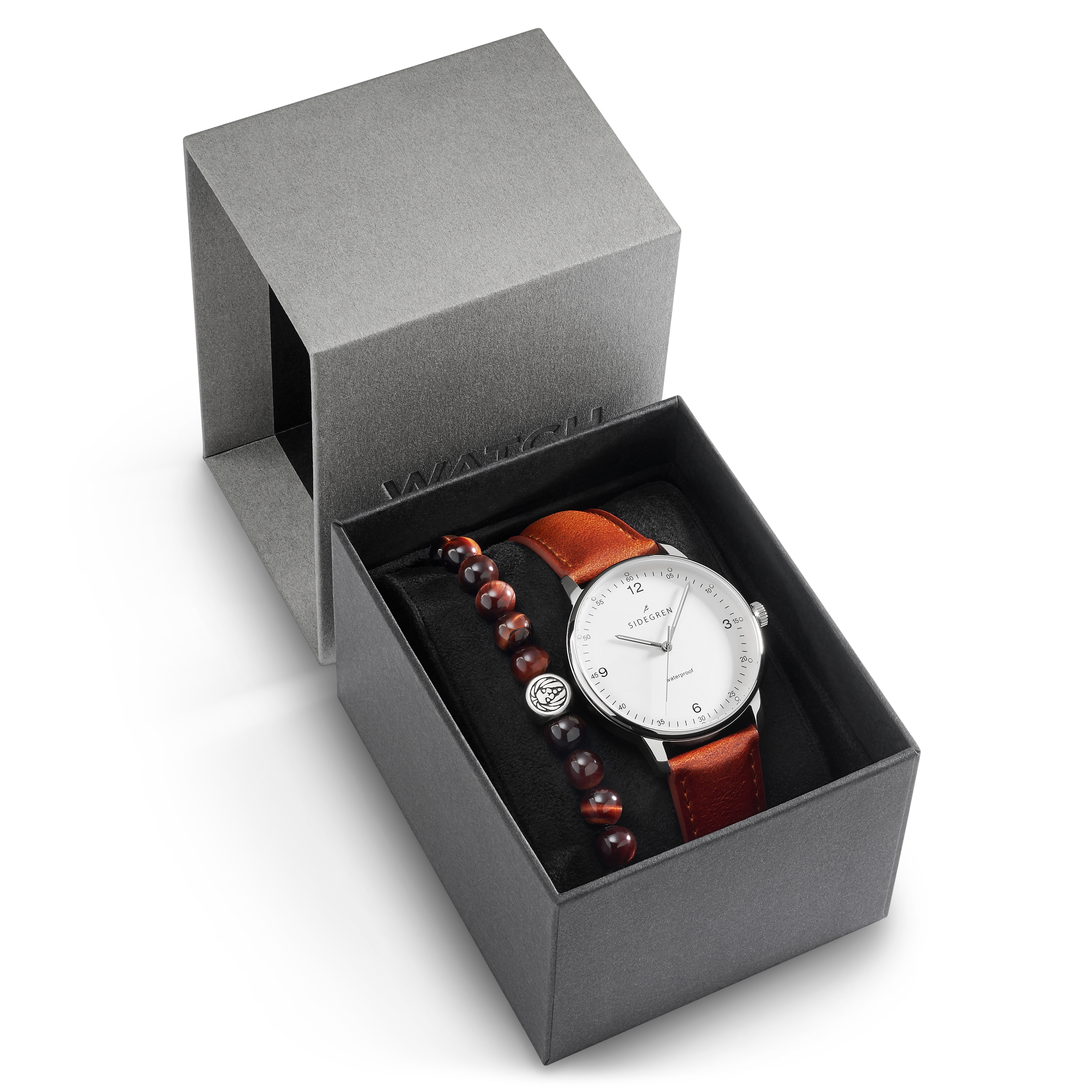 Minimalistisk Ur & Tigerøje Armbånd Gaveæske - 1