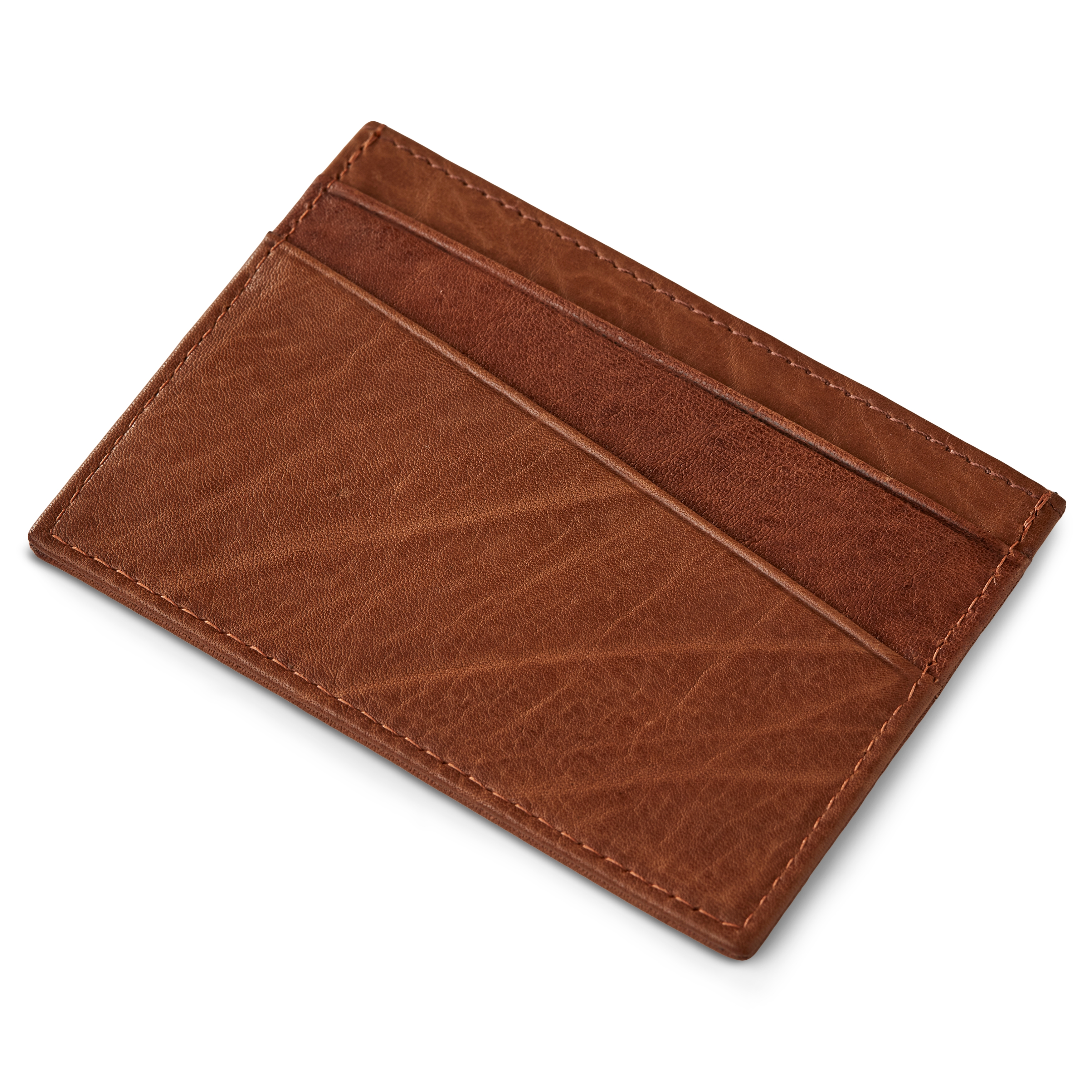 Porte-cartes en cuir brun havane anti-RFID Cambodia - 5