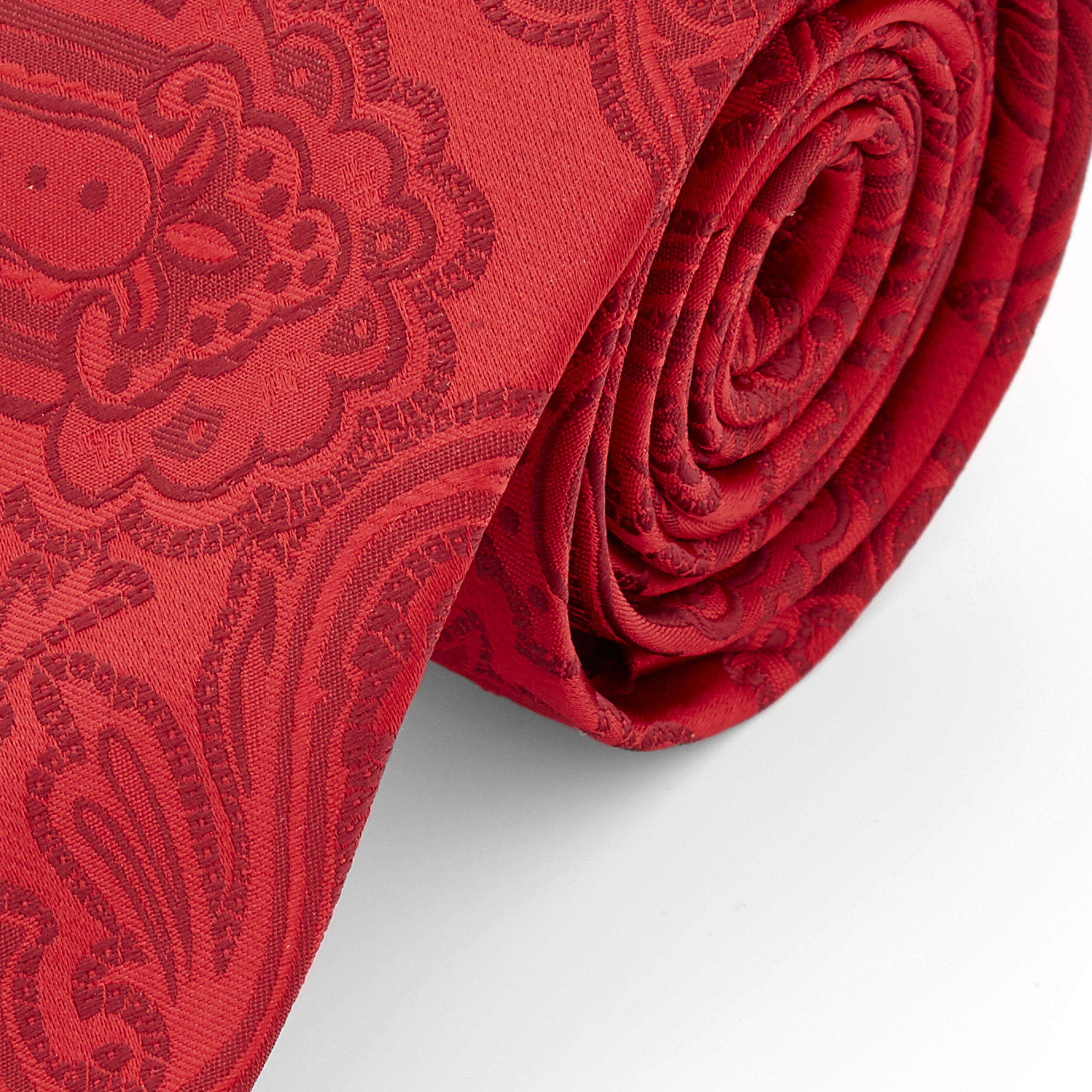 Vintage Red Paisley Polyester Tie - 2
