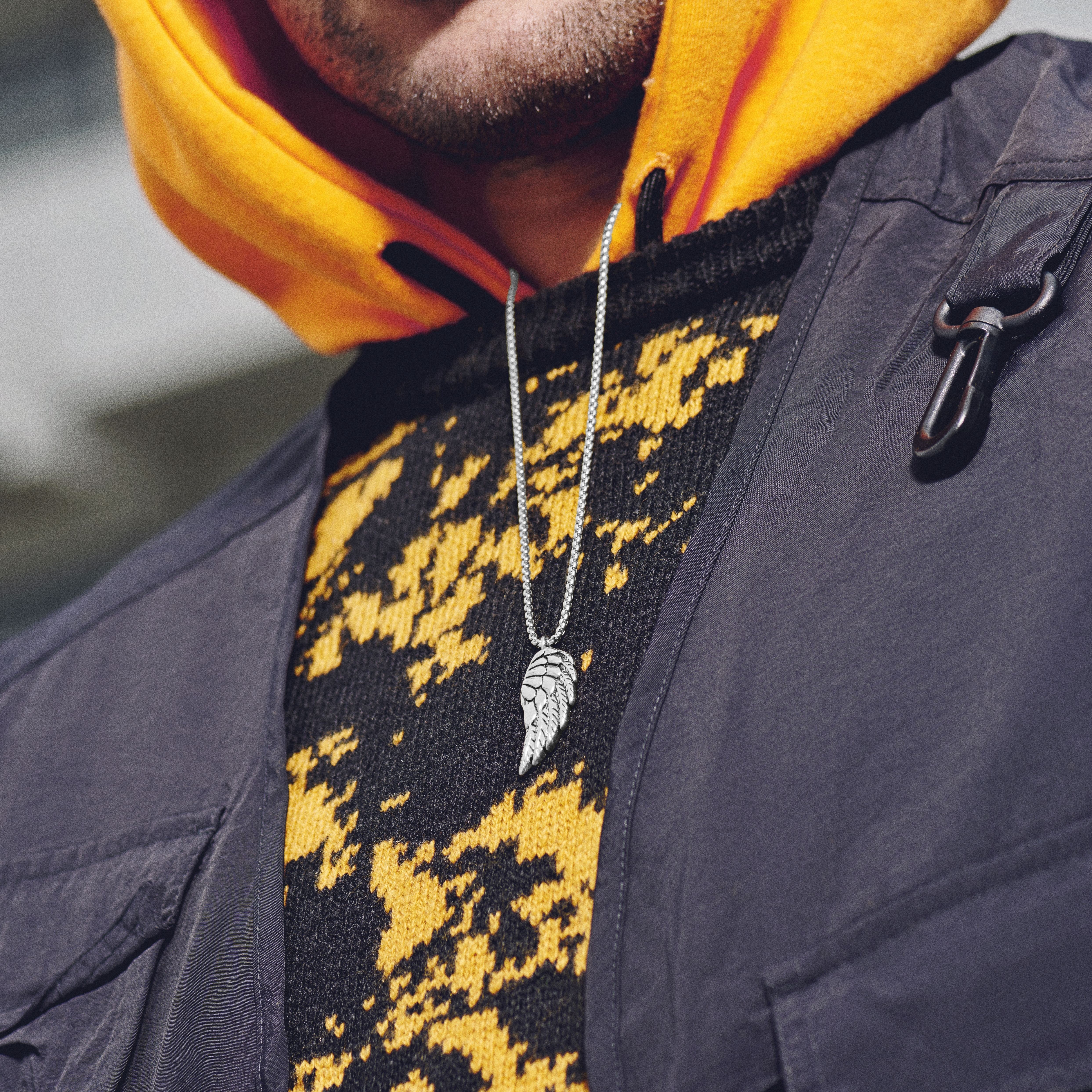 Egan | Silberfarbene Flügel-Halskette - 2