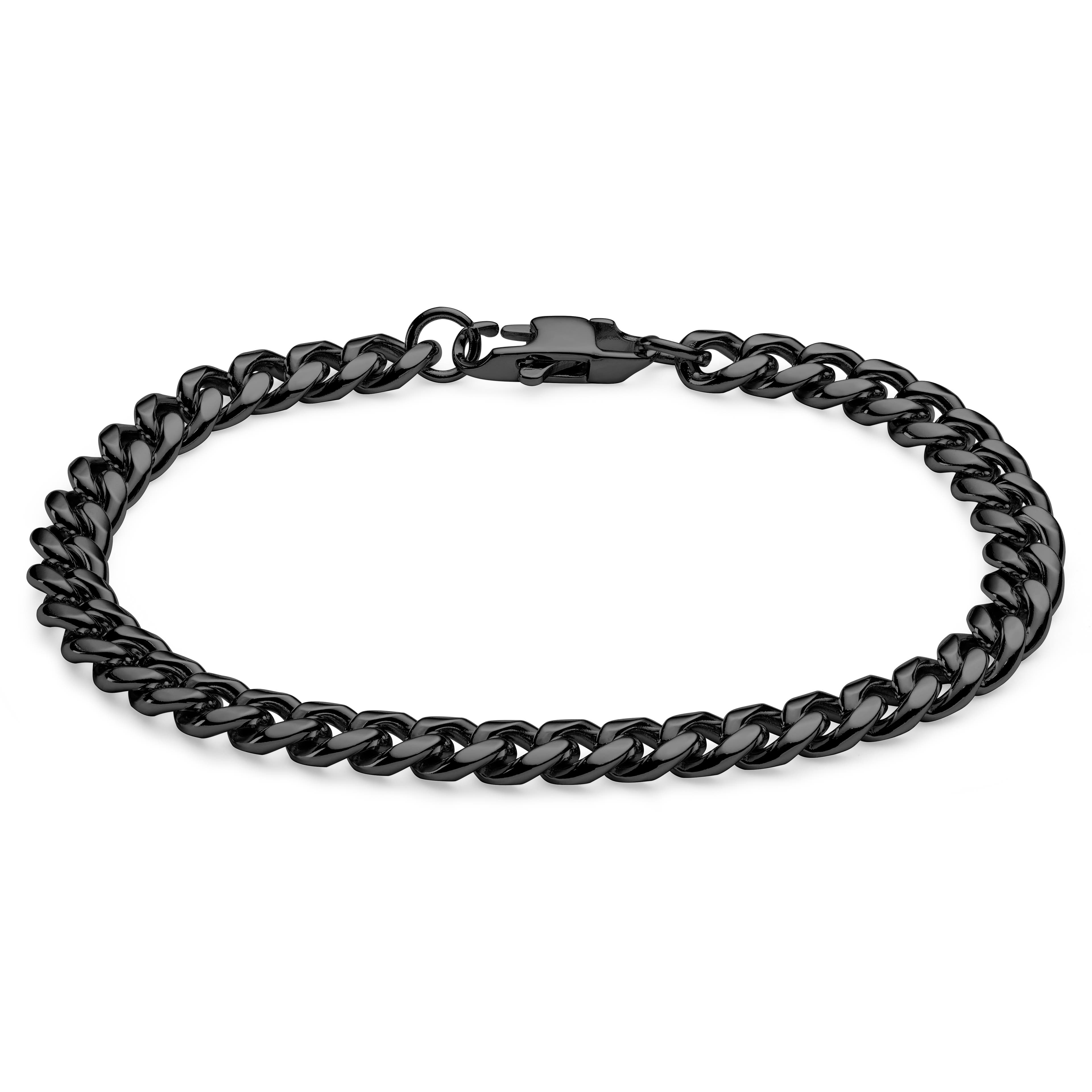 6mm Black Stainless Steel Curb Chain Bracelet