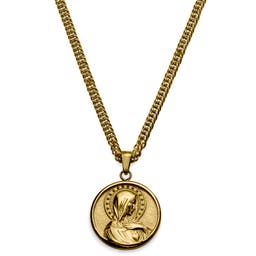 Sanctus | Gold-Tone Virgin Mary Wheat Chain Necklace