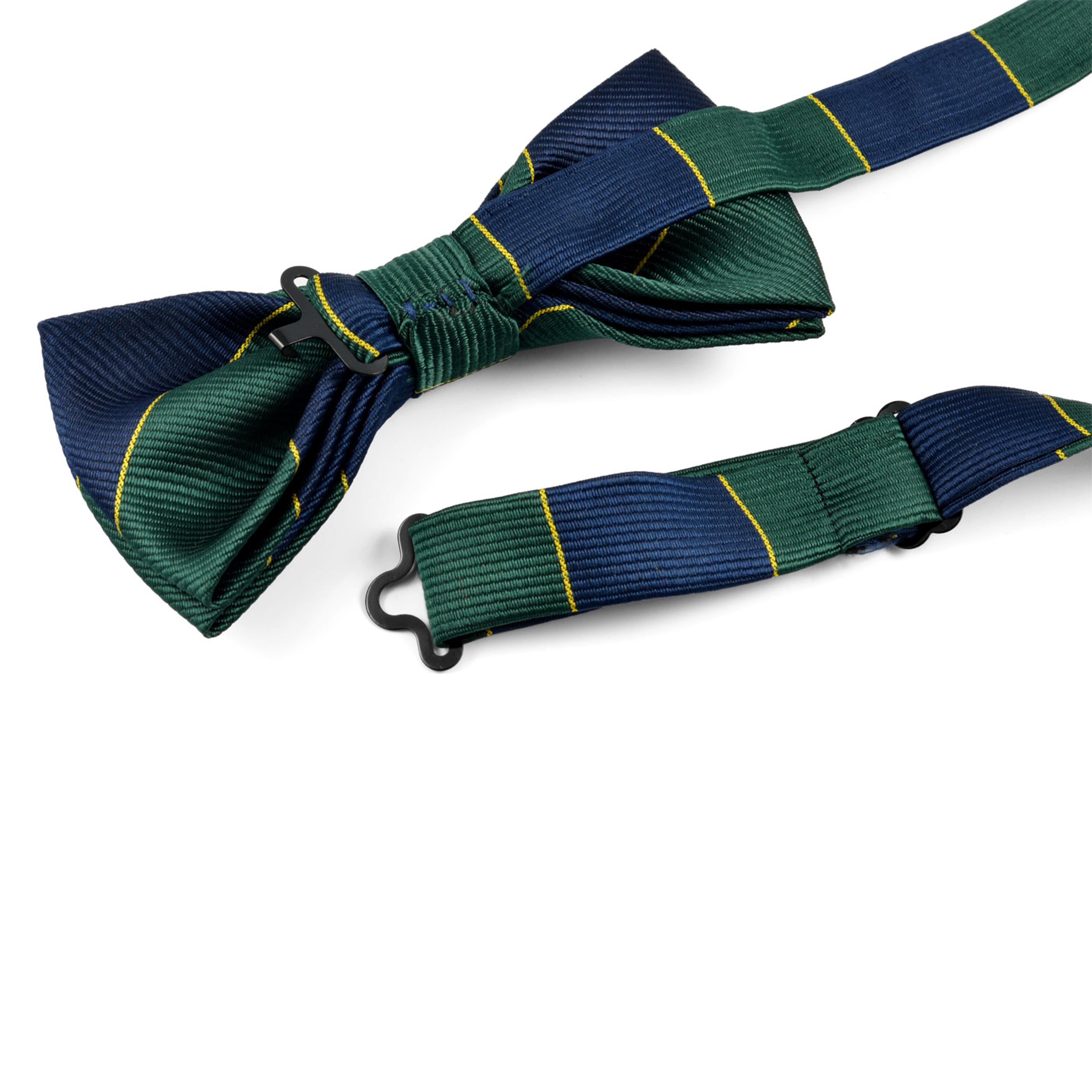 Navy/Green Striped Bow Tie - 3