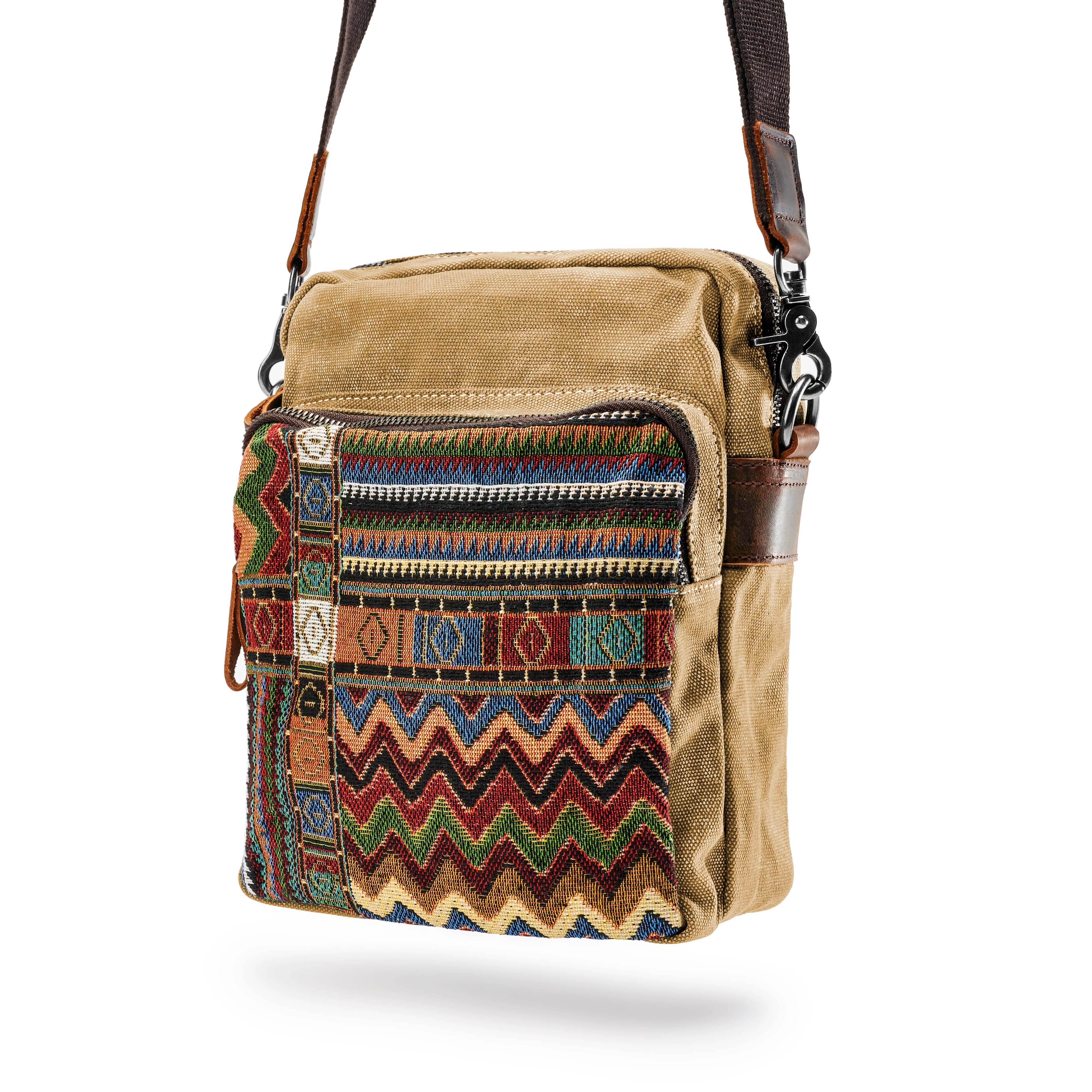 Retro Tan Bohemian Canvas Shoulder Bag - 6