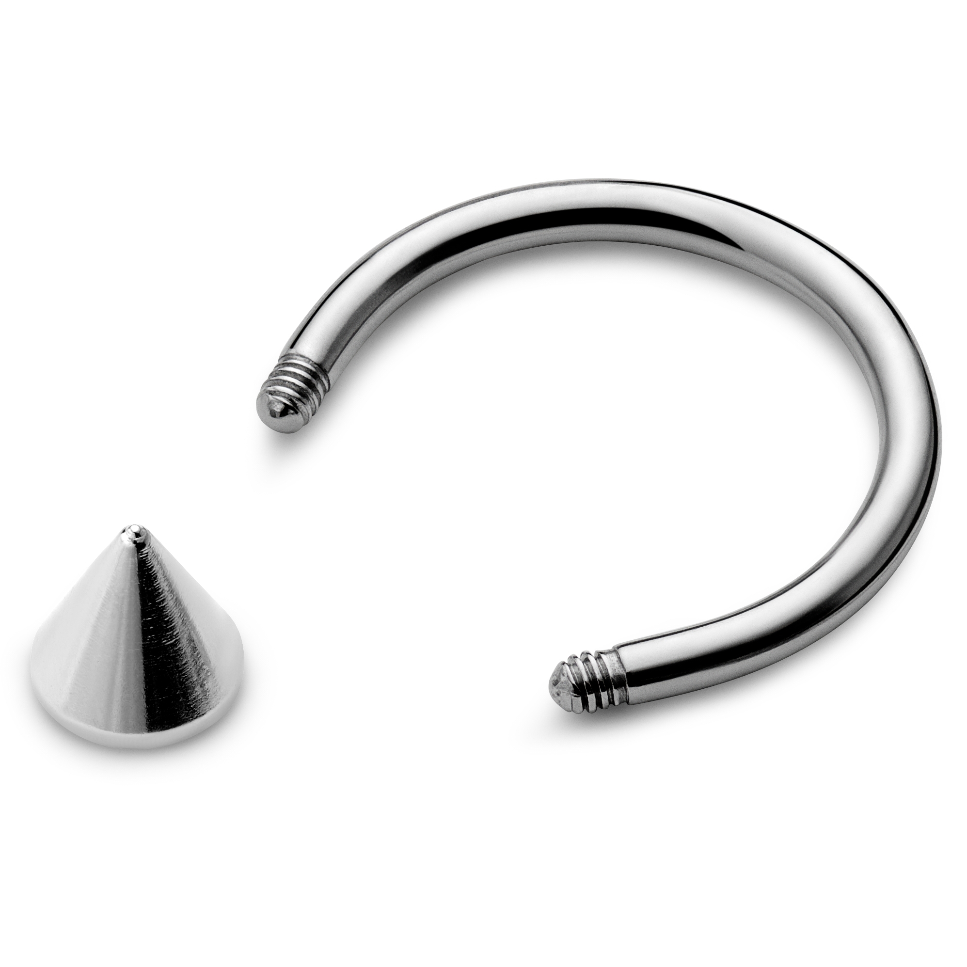 8 mm Silver-Tone Spiked Surgical Steel Circular Barbell - 2