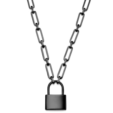 Collar de cadena tipo cable gris con colgante de candado Amager Carter Collar de cadena tipo cable gris con colgante de candado Amager Carter