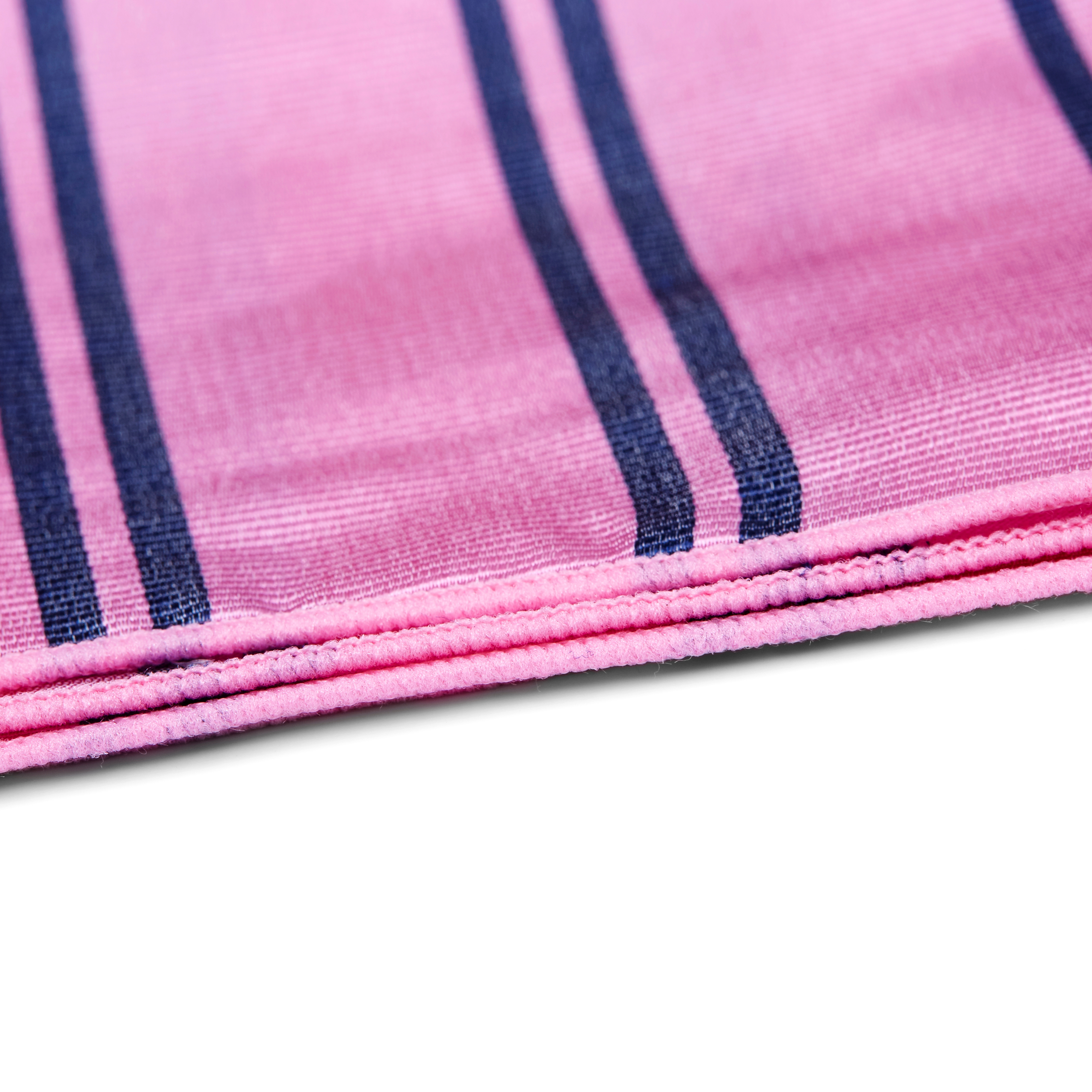 Pañuelo de bolsillo de seda rosa con rayas dobles en azul marino - 2