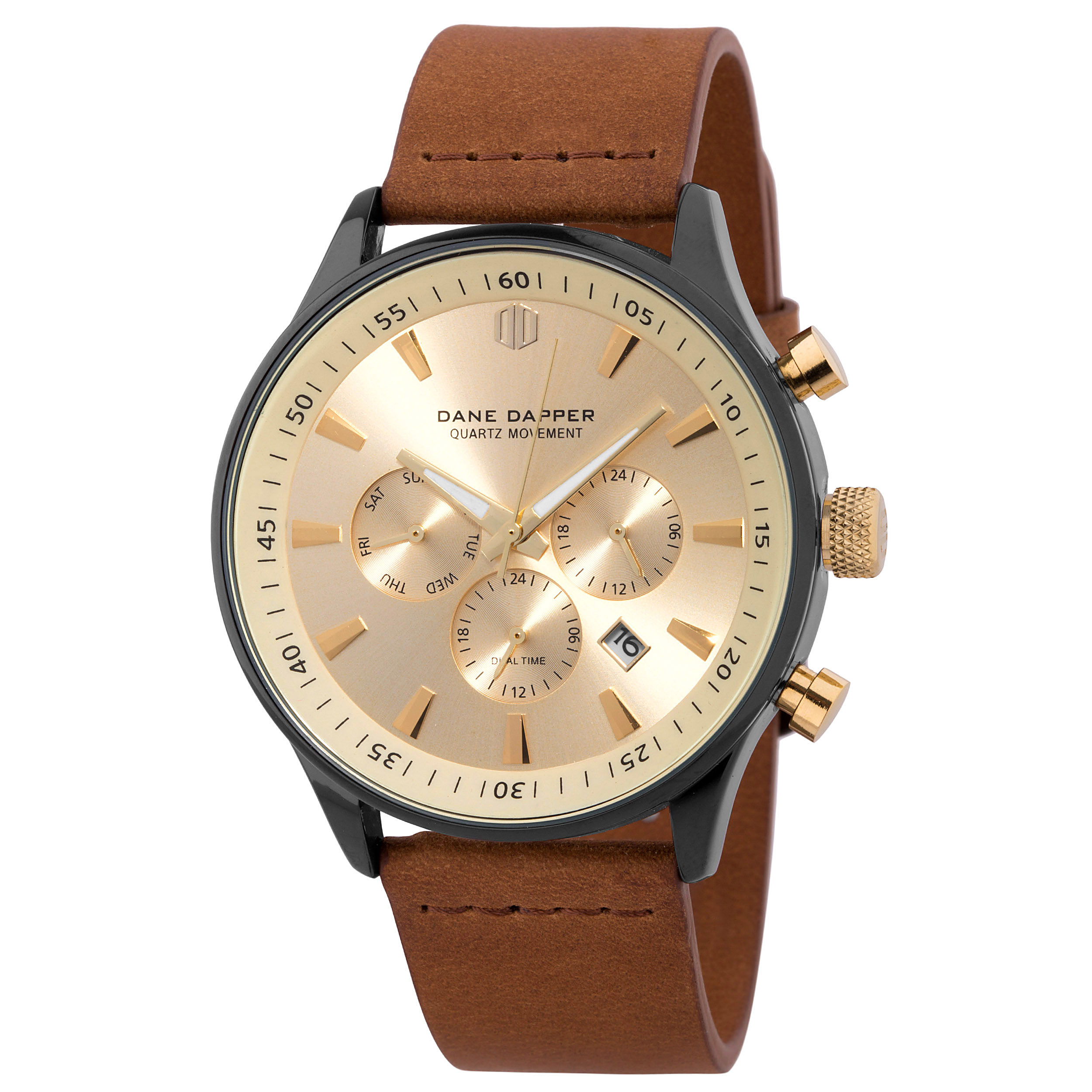 Brown, Gold-Tone & Black Bezel Troika Watch - 1
