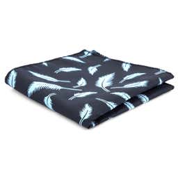 Navy & Sky Blue Feather Print Pocket Square