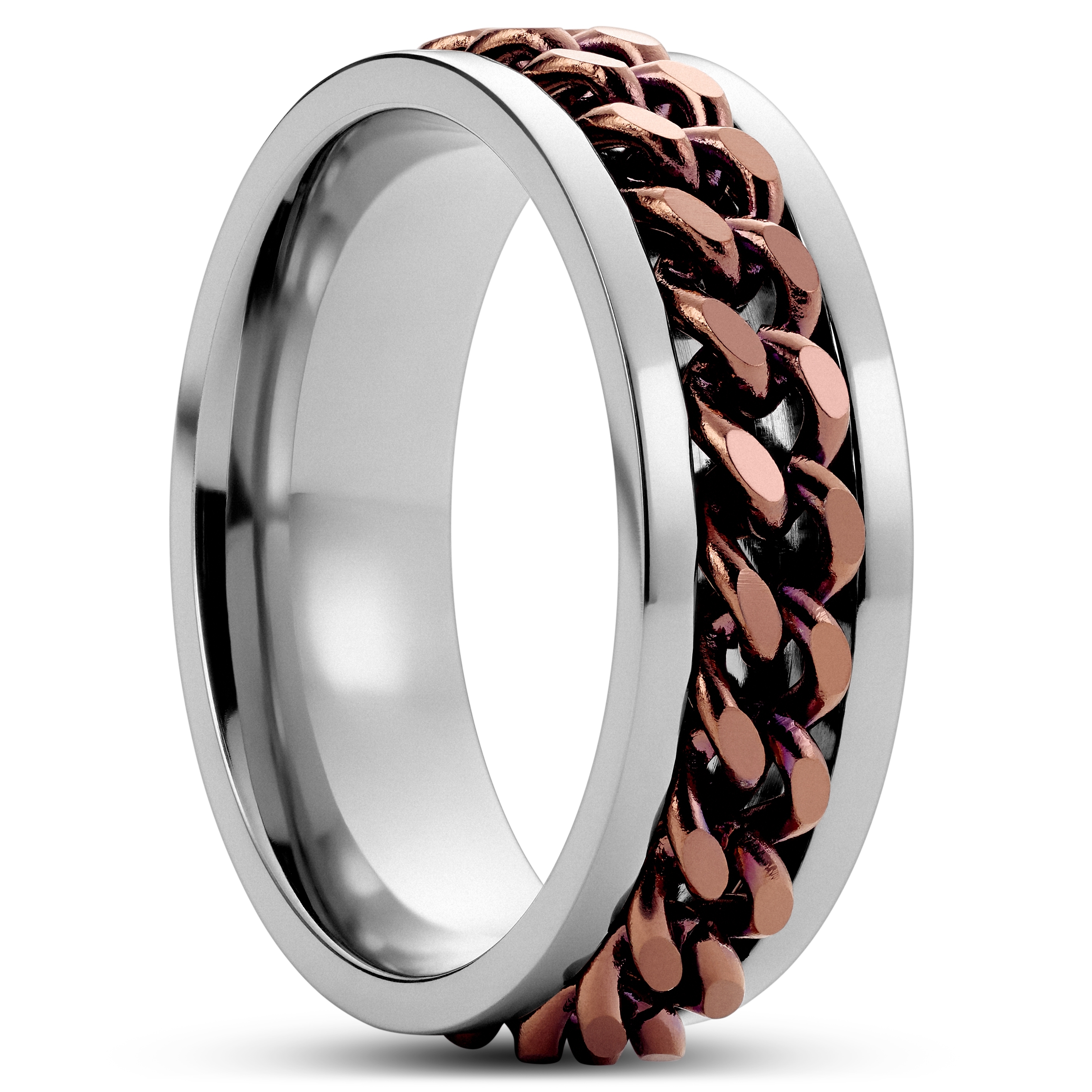 Bague chaîne en titane marron  - 1