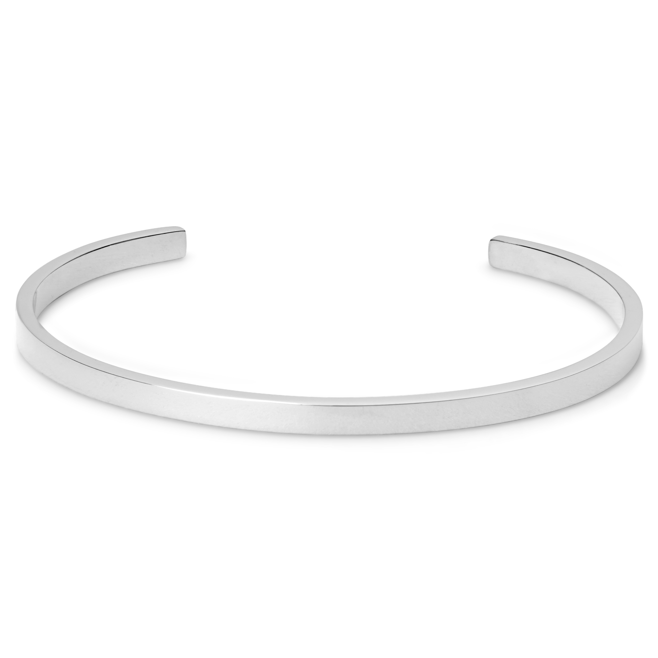 Zilverkleurige Roestvrijstalen Dunne Manchetarmband - 2