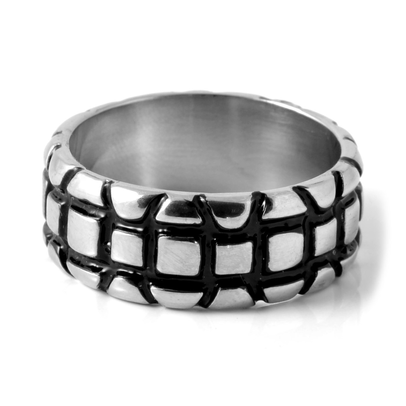 Anello in acciaio con design intagliato - 2