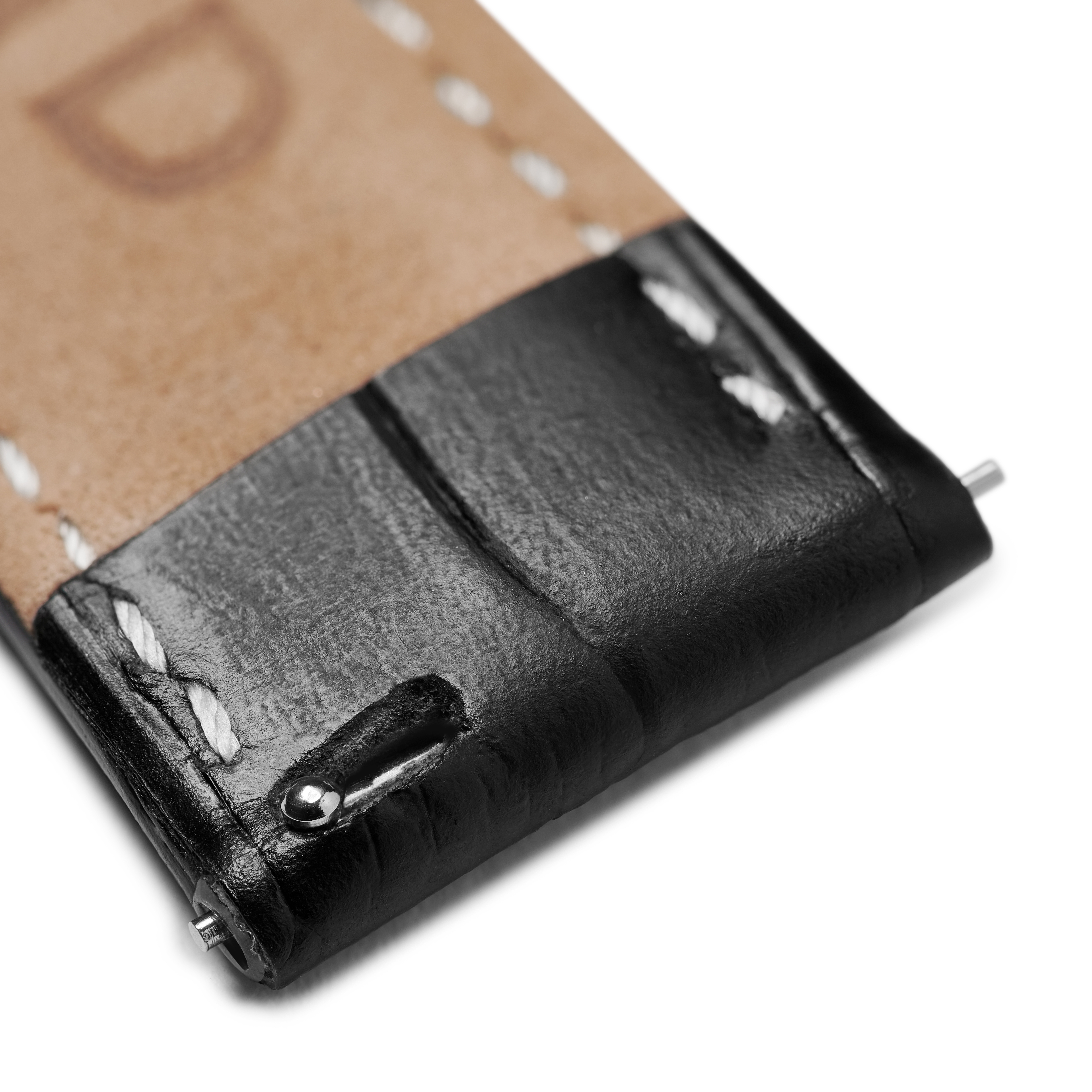 Bracelet de montre en cuir noir gaufré à motif crocodile 21 mm avec boucle dorée - Attache rapide - 3