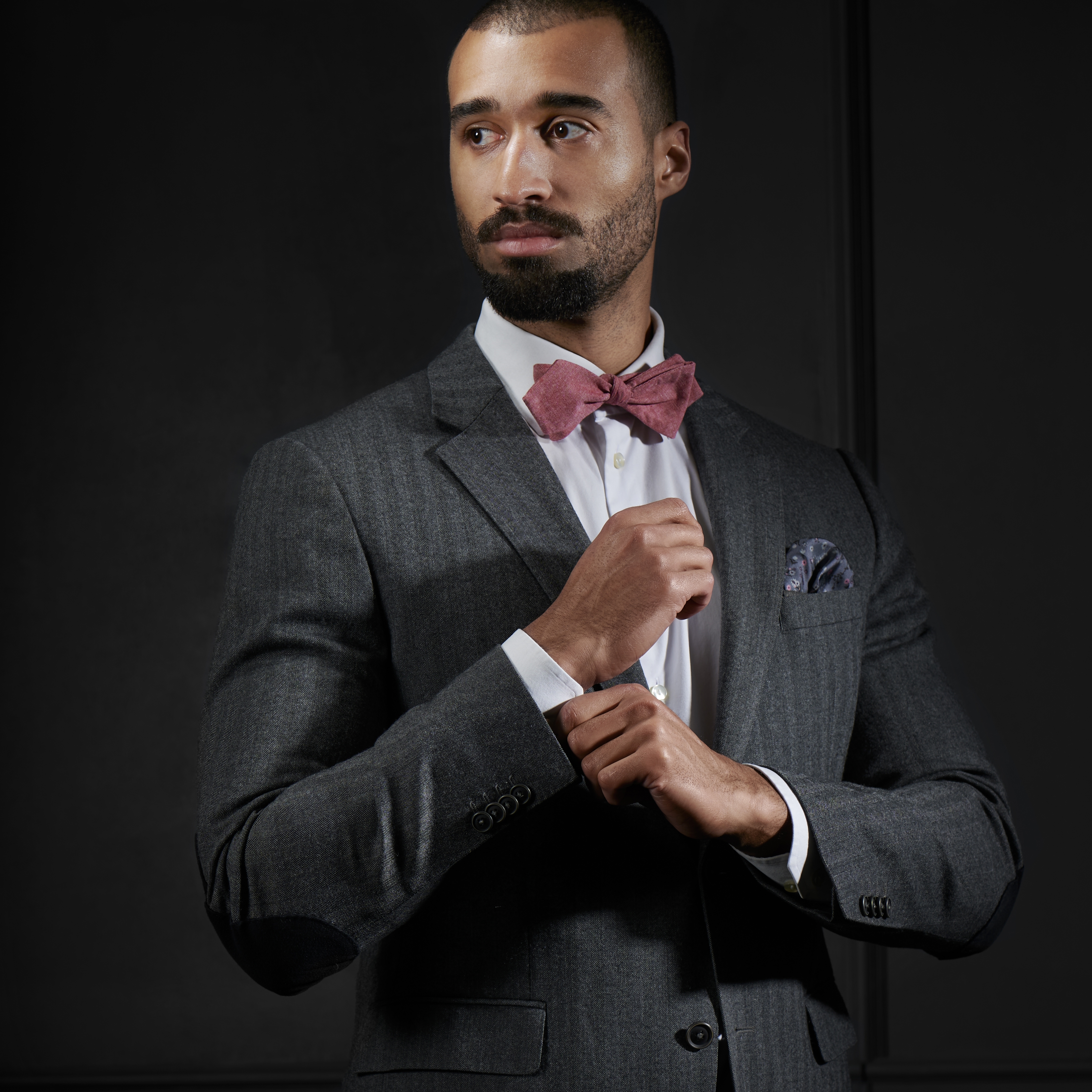 Noeud papillon à nouer en coton rose - 4