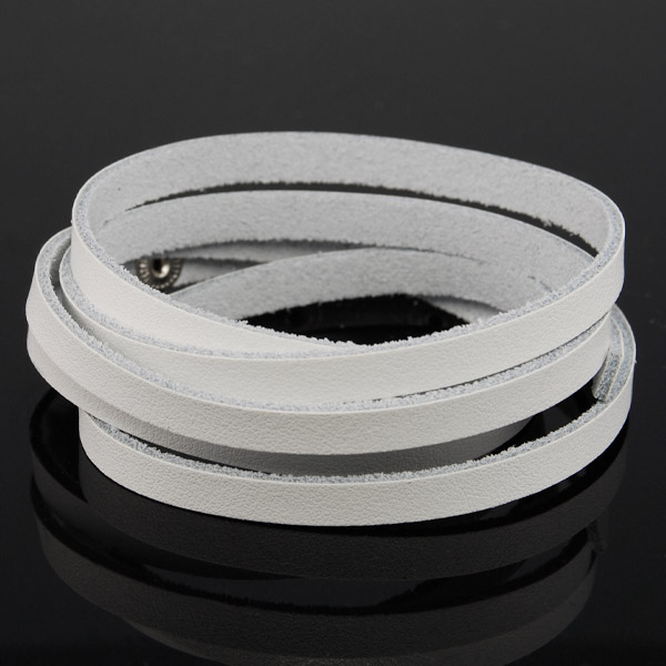 Tyndt Hvidt Snoet Læderarmbånd - 1