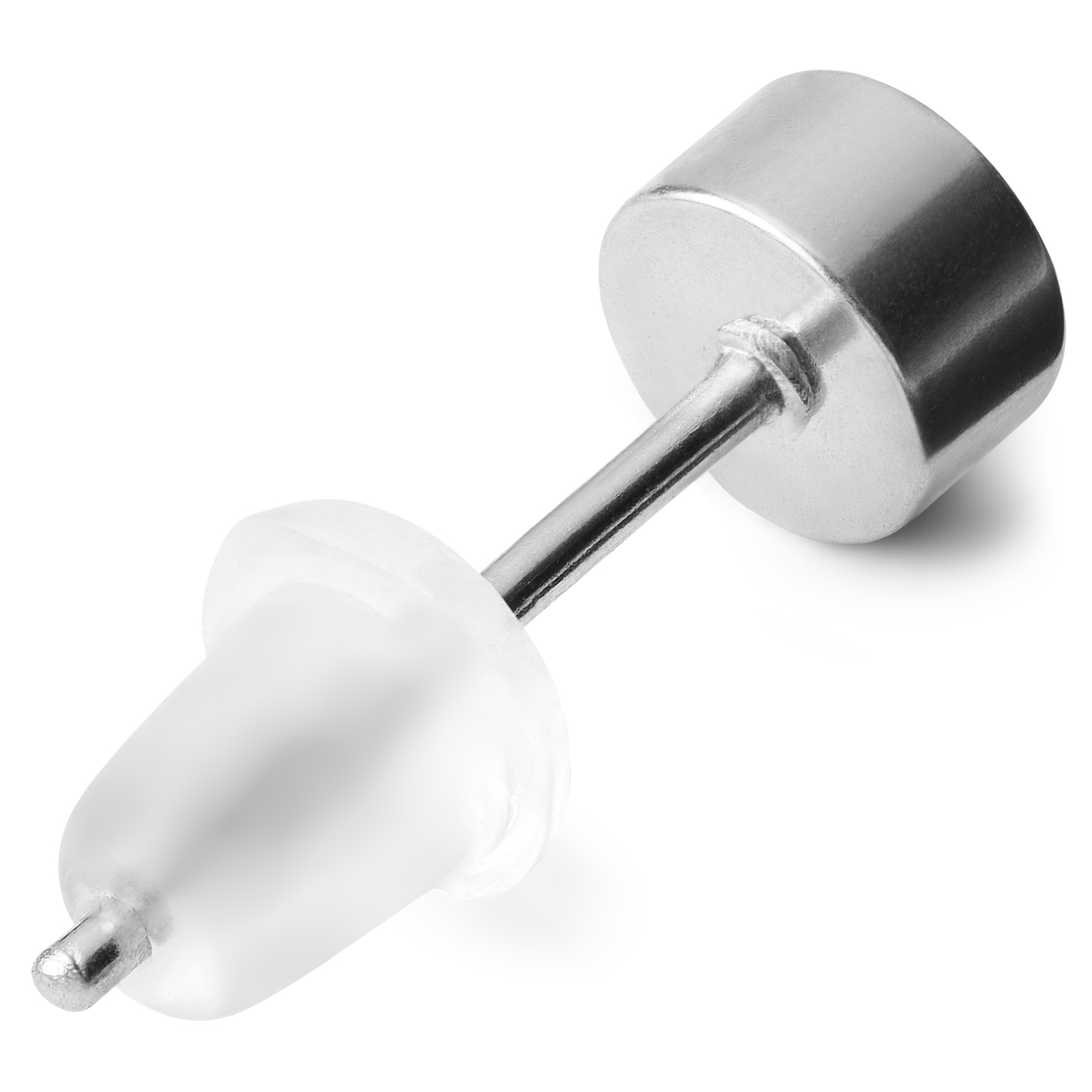 4MM Rund Sølvfarvet & Sort Kubisk Zirkon Ørering - 2