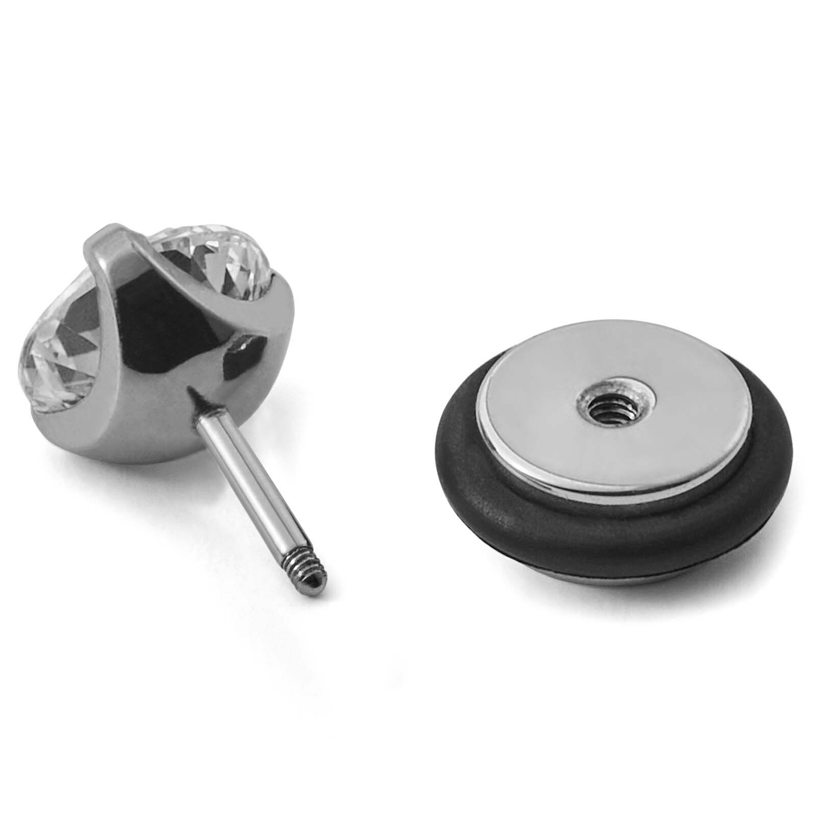 Studová 8 mm náušnica Floyd v oceľovej farbe so zirkónom - 3