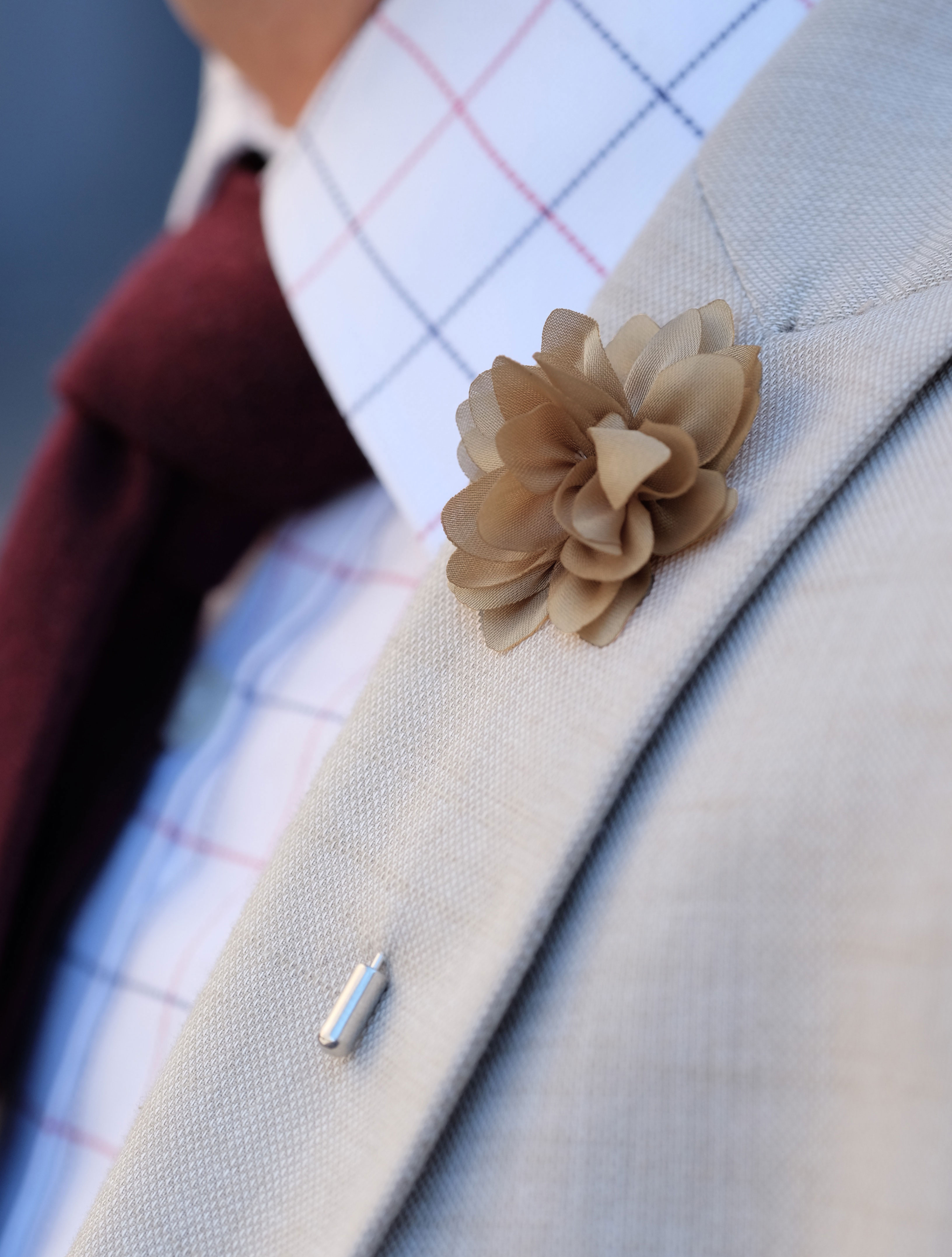 Peony Brown Lapel Flower - 4