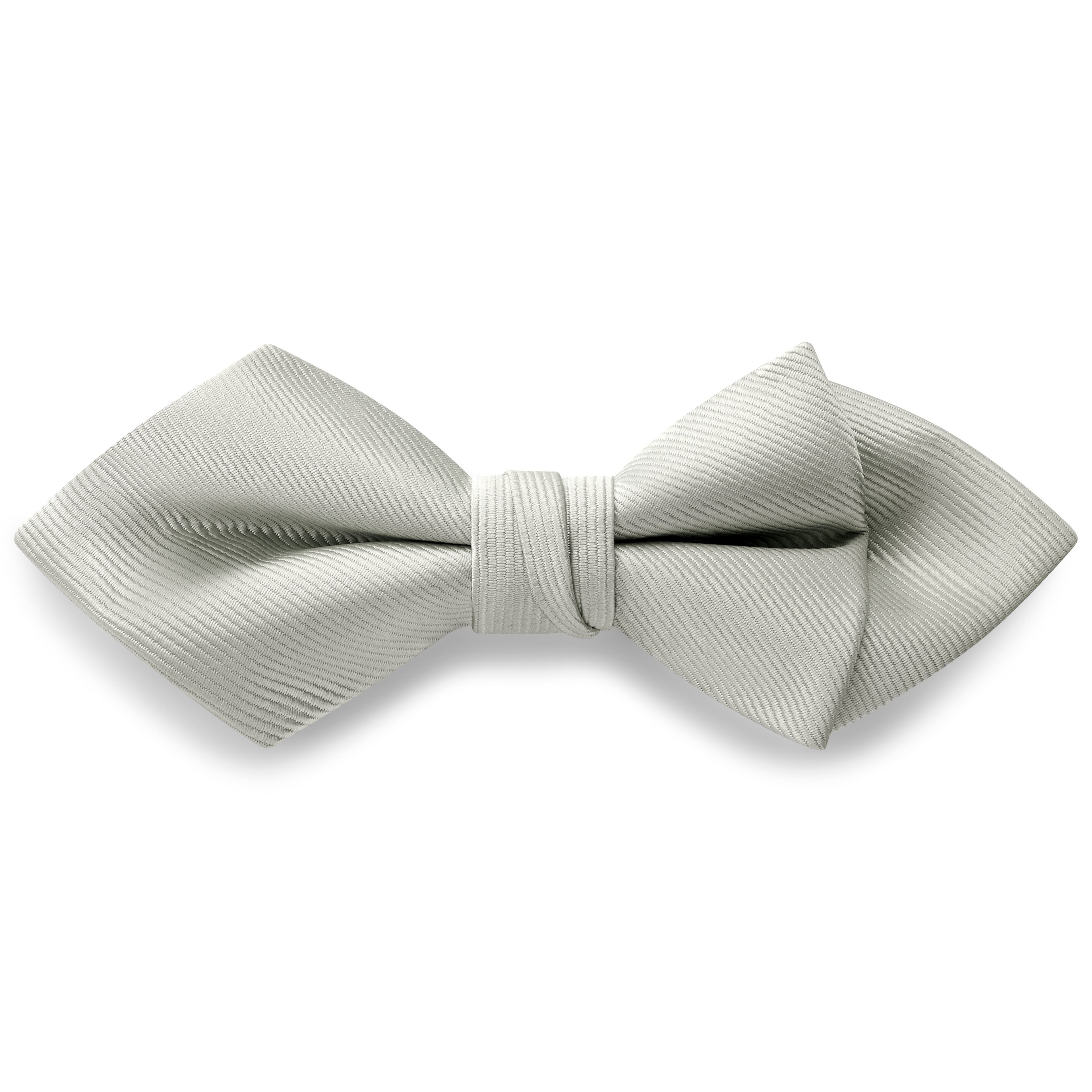 Nœud papillon pré-noué tissu gros-grain à pointes - gris clair Nœud papillon pré-noué tissu gros-grain à pointes - gris clair