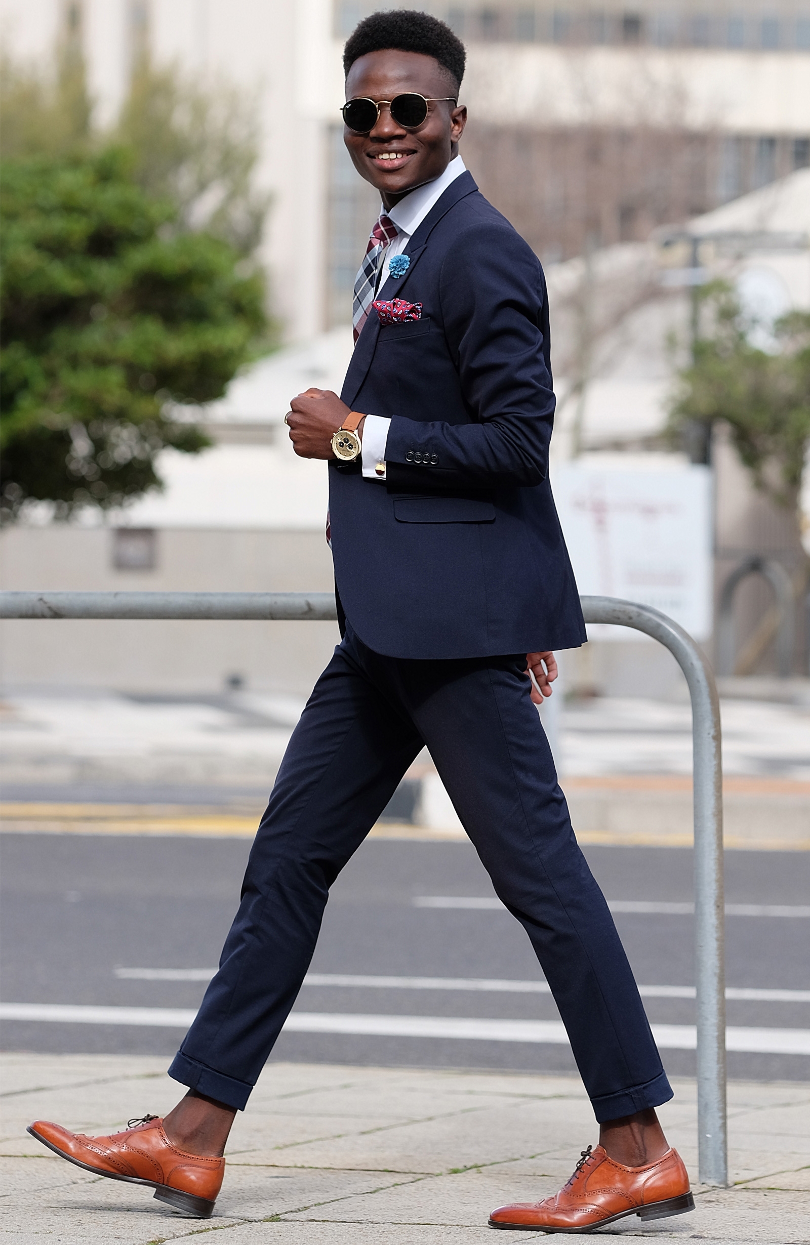 Schottenkaro Krawatte In Blau & Bordeaux - 6