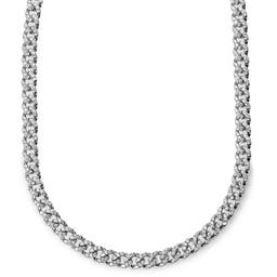 Nicos | 8 mm Iced Silver-tone Cuban Chain Zirconia Necklace